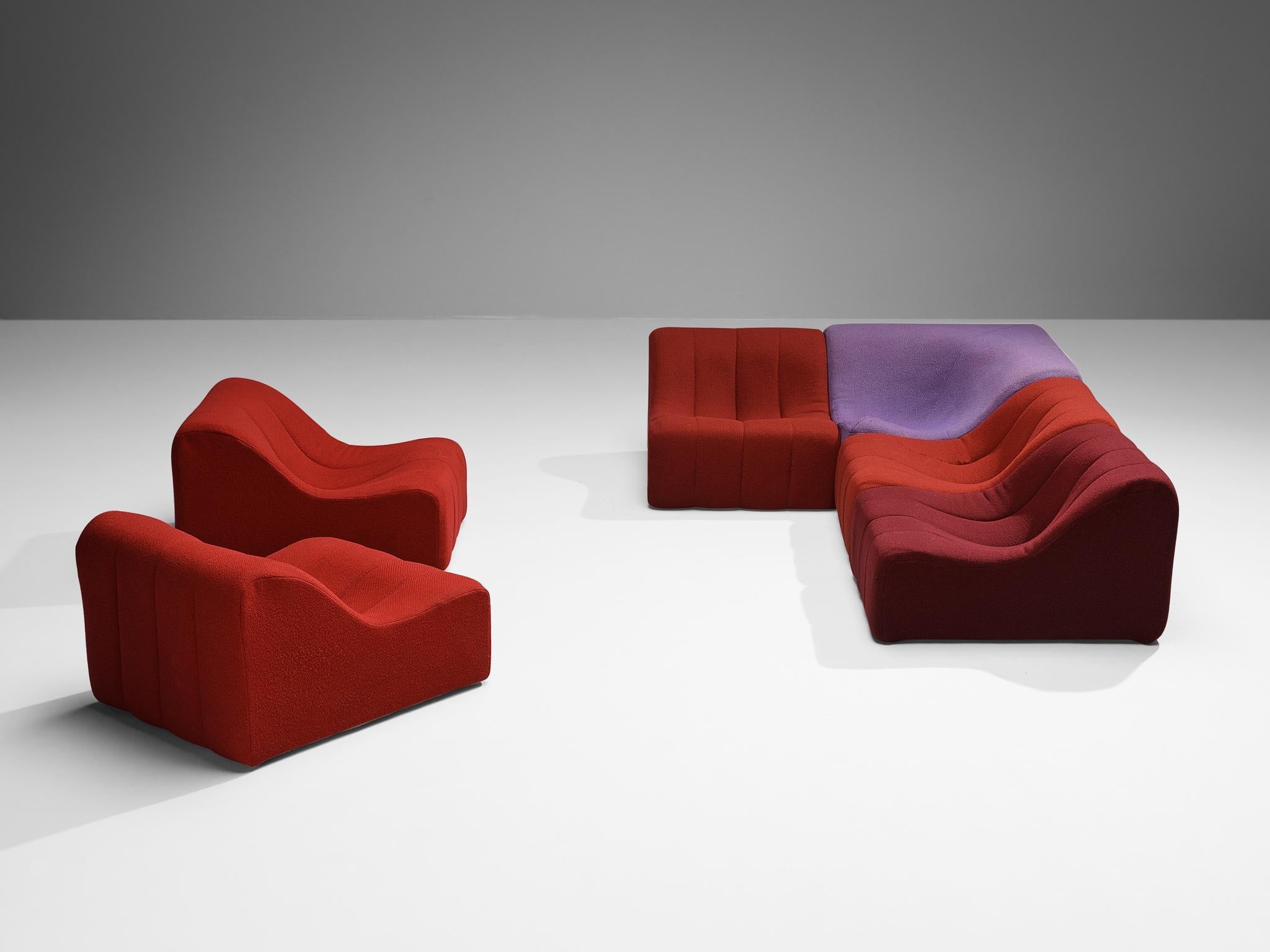 Kwok Hoi Chan for Steiner 'Chromatic' Modular Sofa in Red Purple Colors seating Morentz