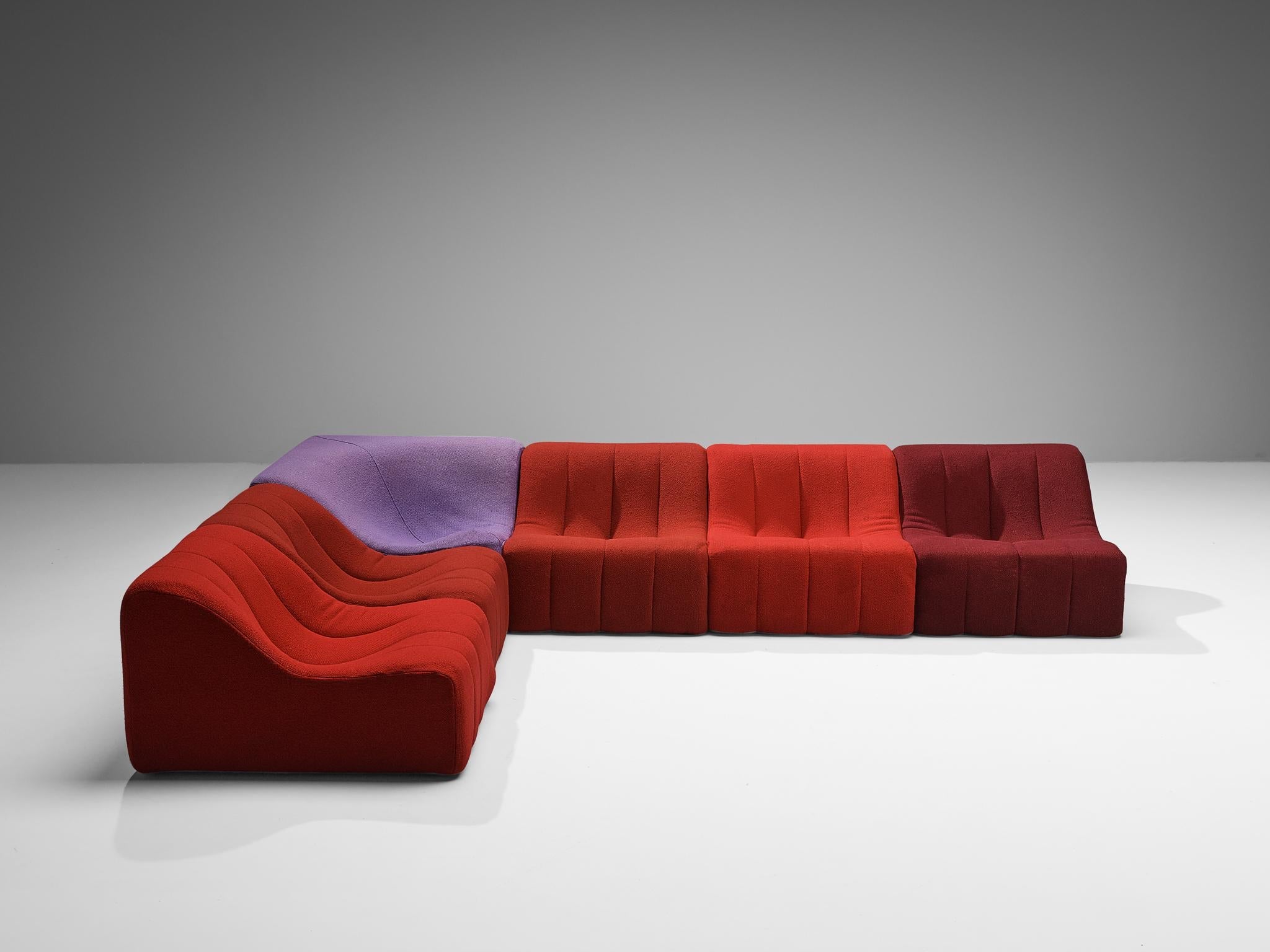Kwok Hoi Chan for Steiner 'Chromatic' Modular Sofa in Red Purple Colors seating Morentz