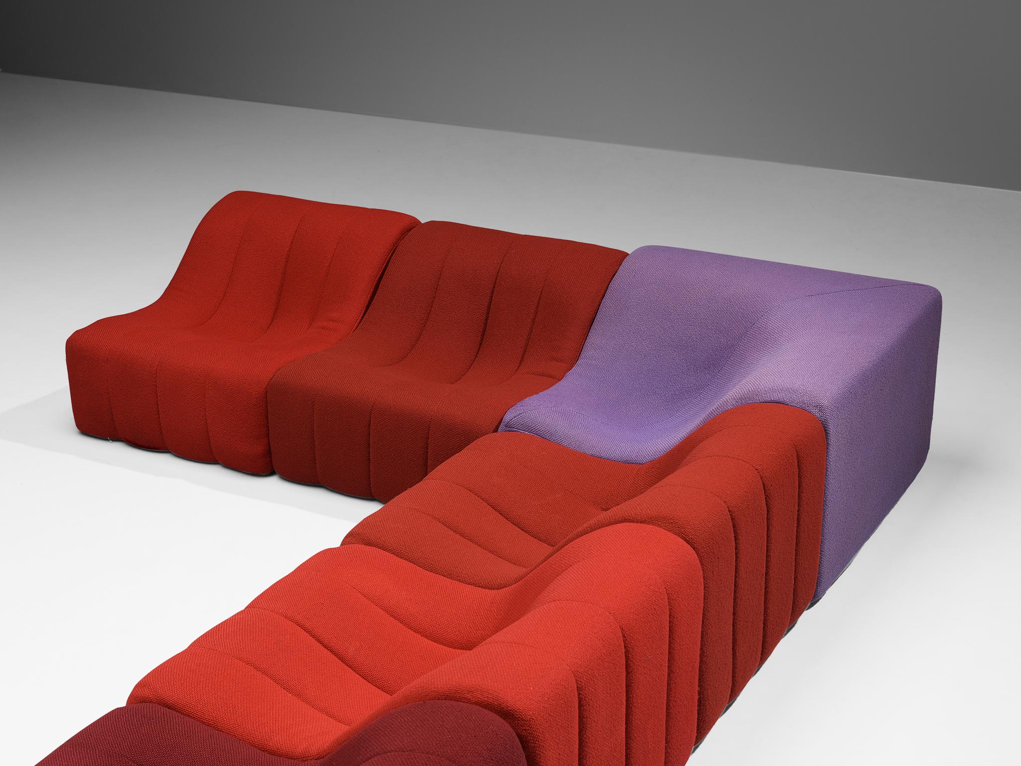 Kwok Hoi Chan for Steiner 'Chromatic' Modular Sofa in Red Purple Colors seating Morentz