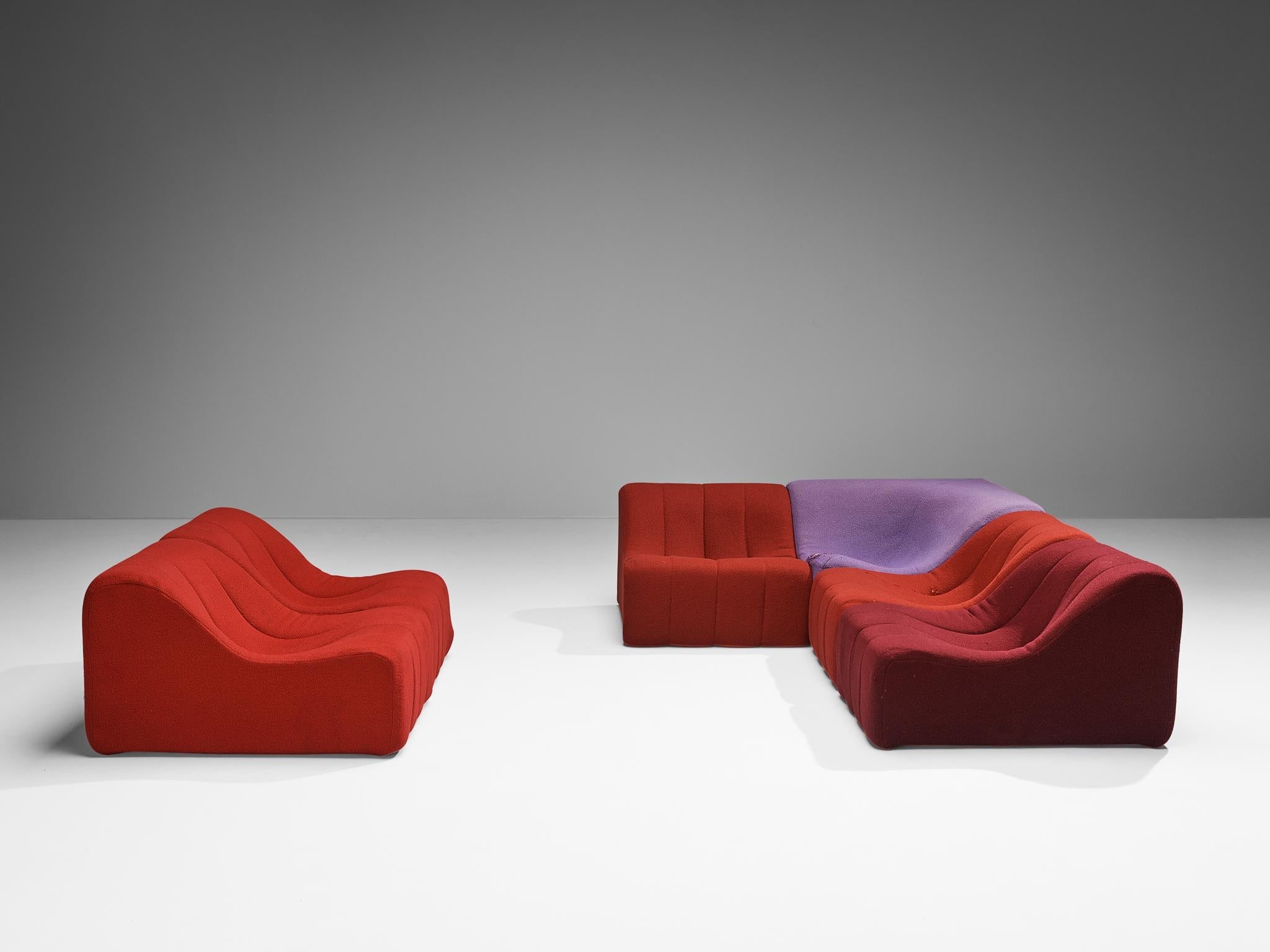 Kwok Hoi Chan for Steiner 'Chromatic' Modular Sofa in Red Purple Colors seating Morentz