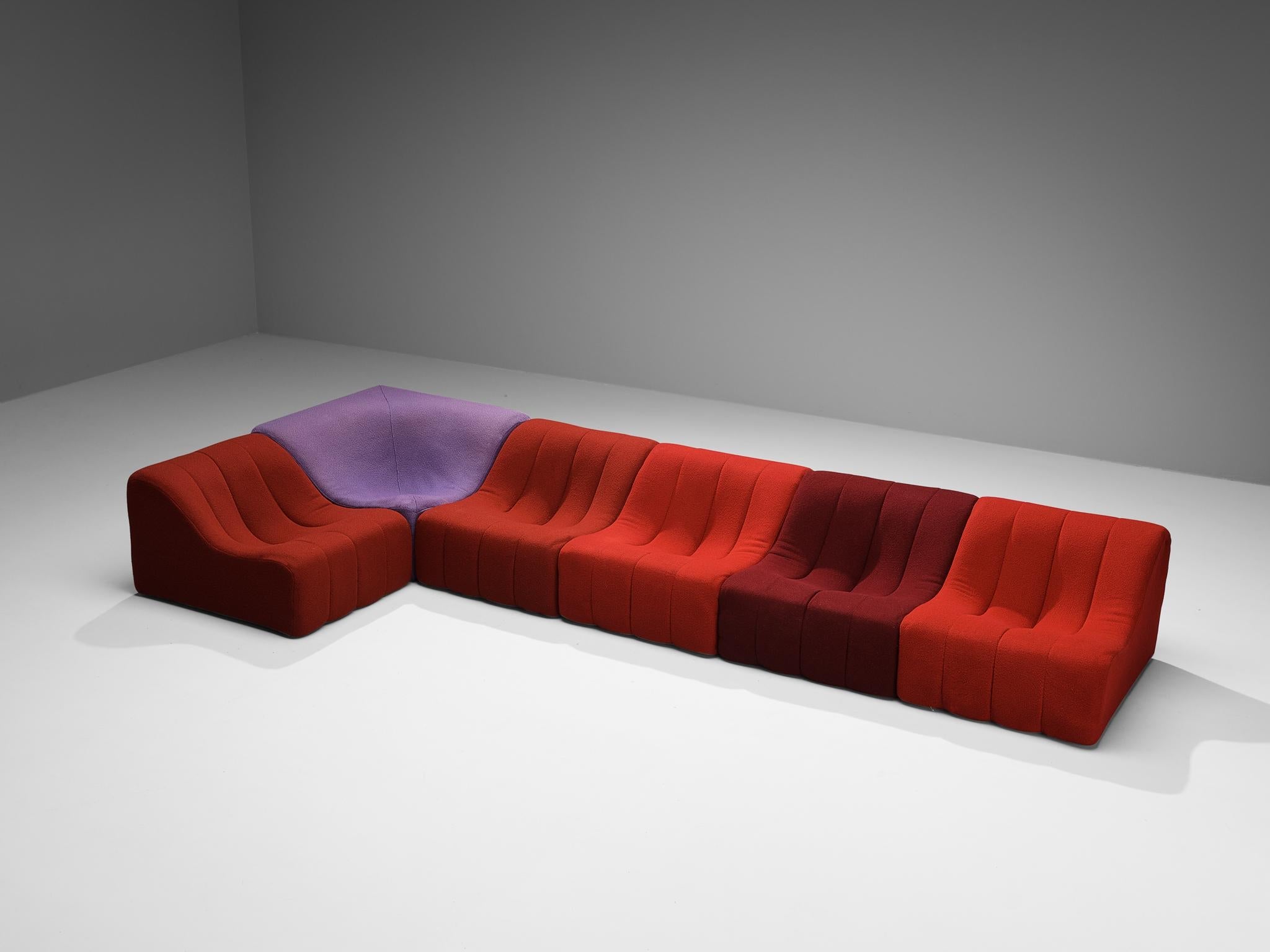 Kwok Hoi Chan for Steiner 'Chromatic' Modular Sofa in Red Purple Colors seating Morentz