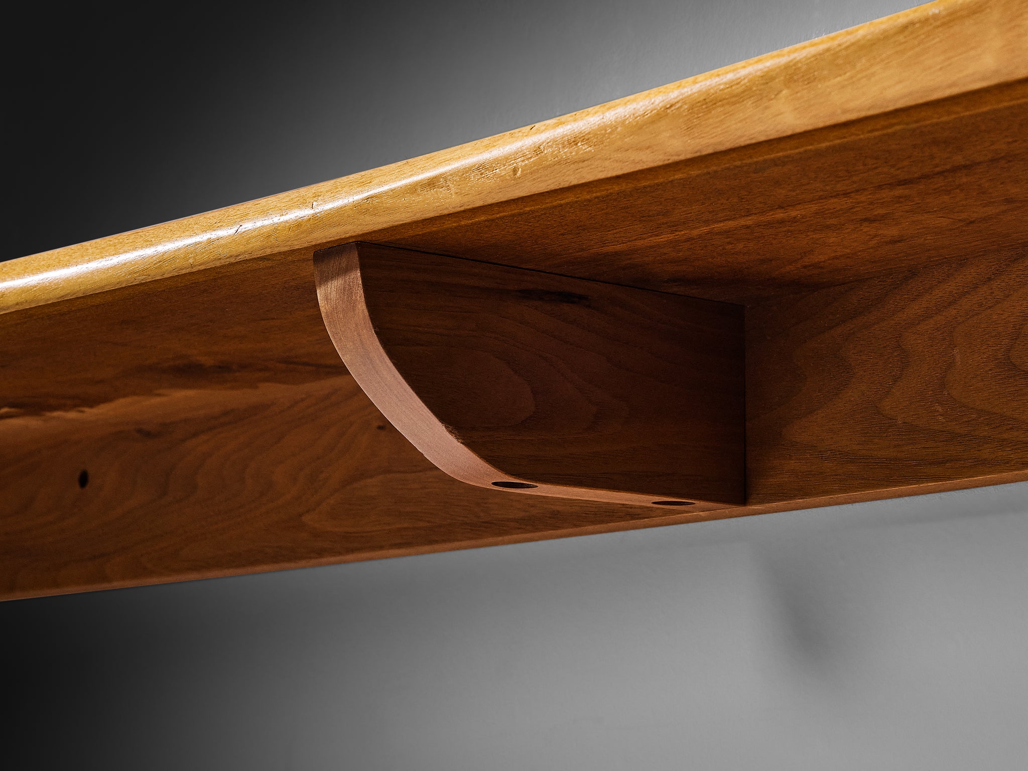 Phillip Lloyd Powell Wall-Mounted Console Shelf in Walnut Case pieces and storage cabinets Morentz