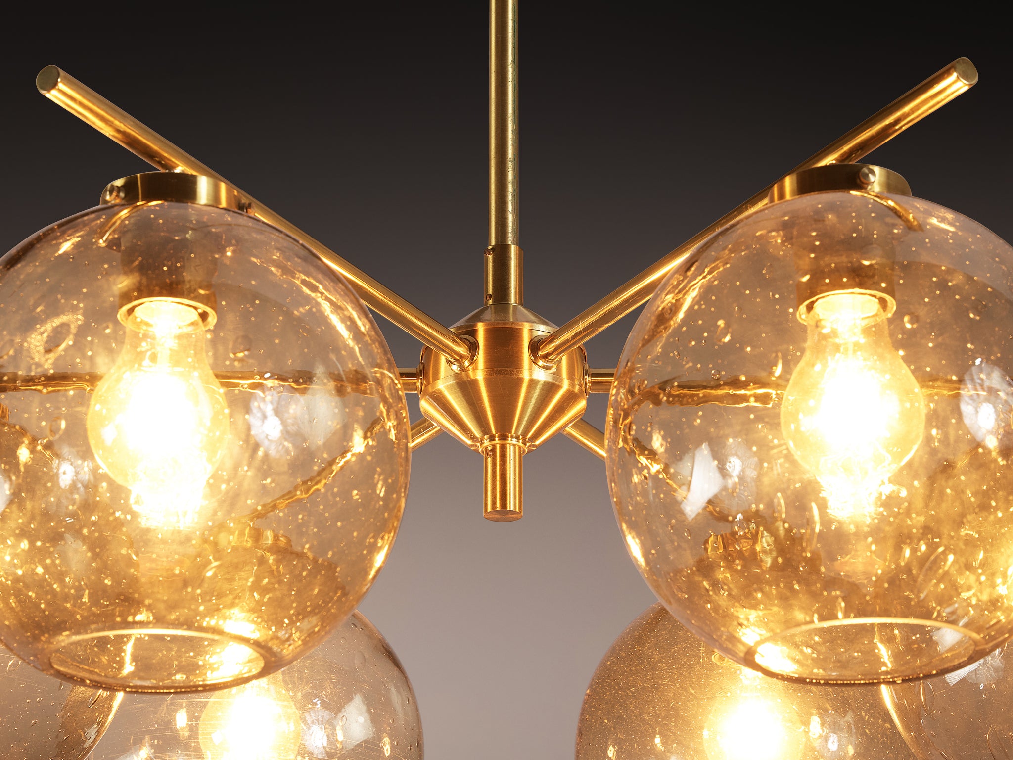 Holger Johansson for Westal Chandelier in Brass and Smoked Glass Lighting Morentz