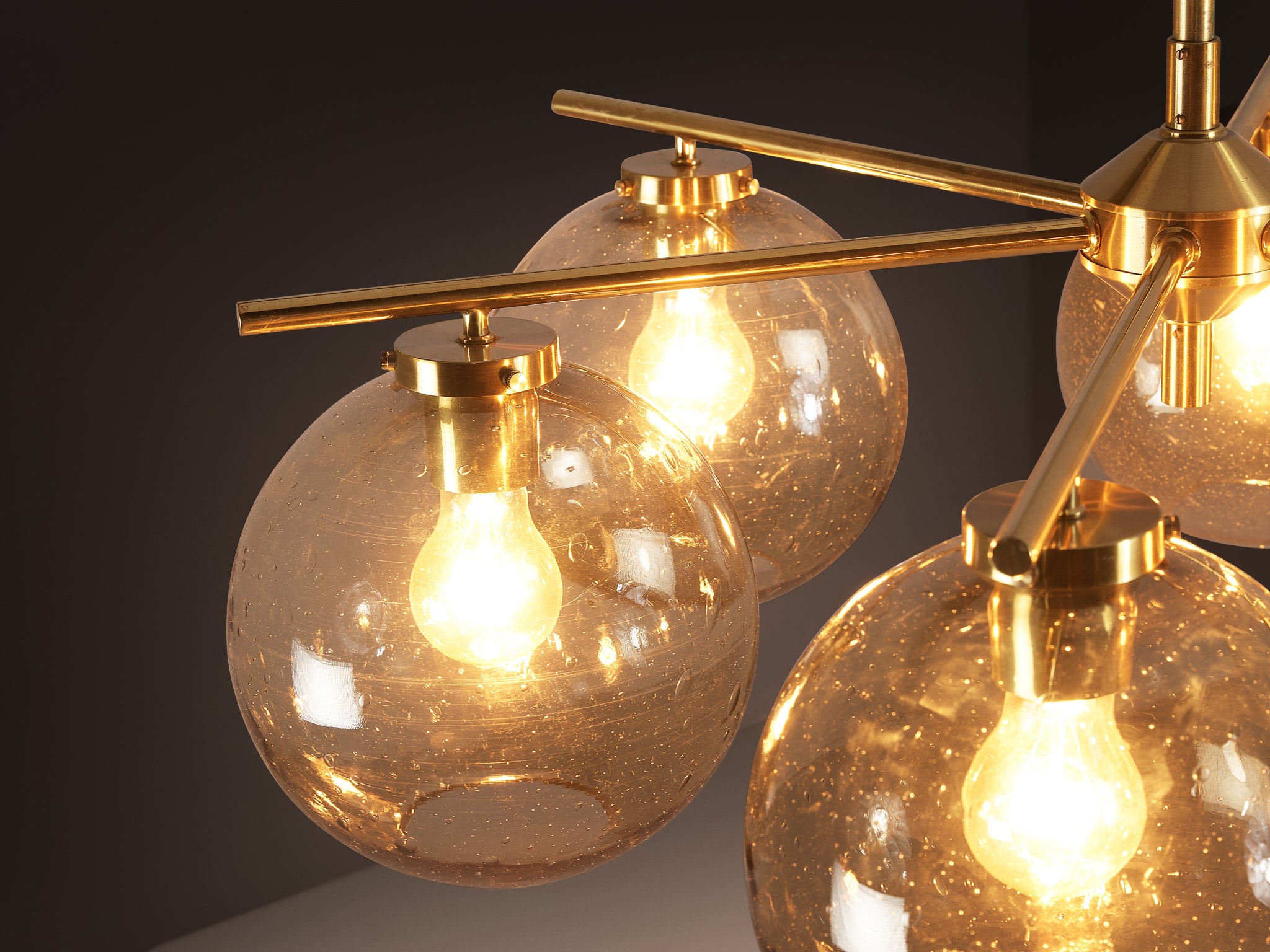 Holger Johansson for Westal Chandelier in Brass and Smoked Glass