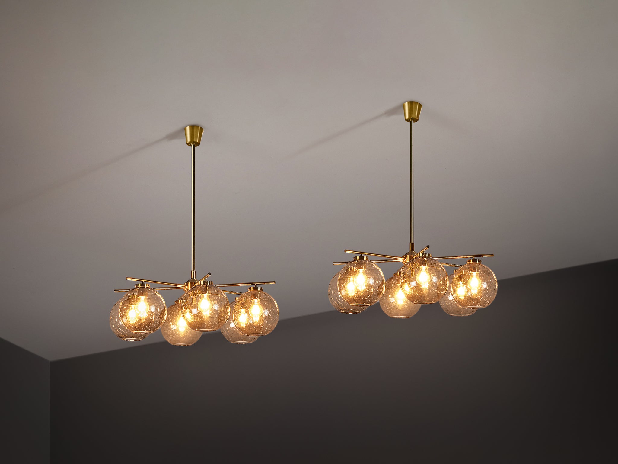 Holger Johansson for Westal Chandelier in Brass and Smoked Glass