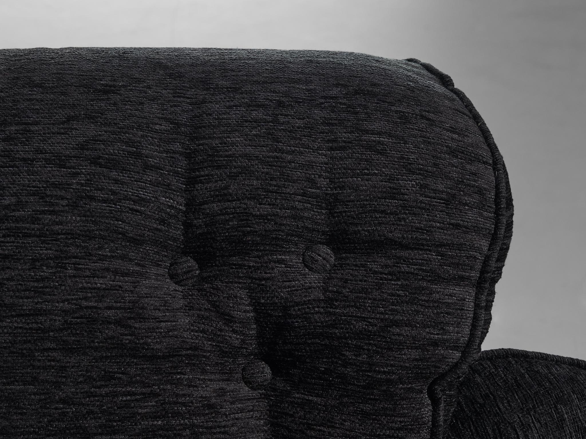 Italian Lounge Chair in White Plywood and Black Upholstery seating Morentz