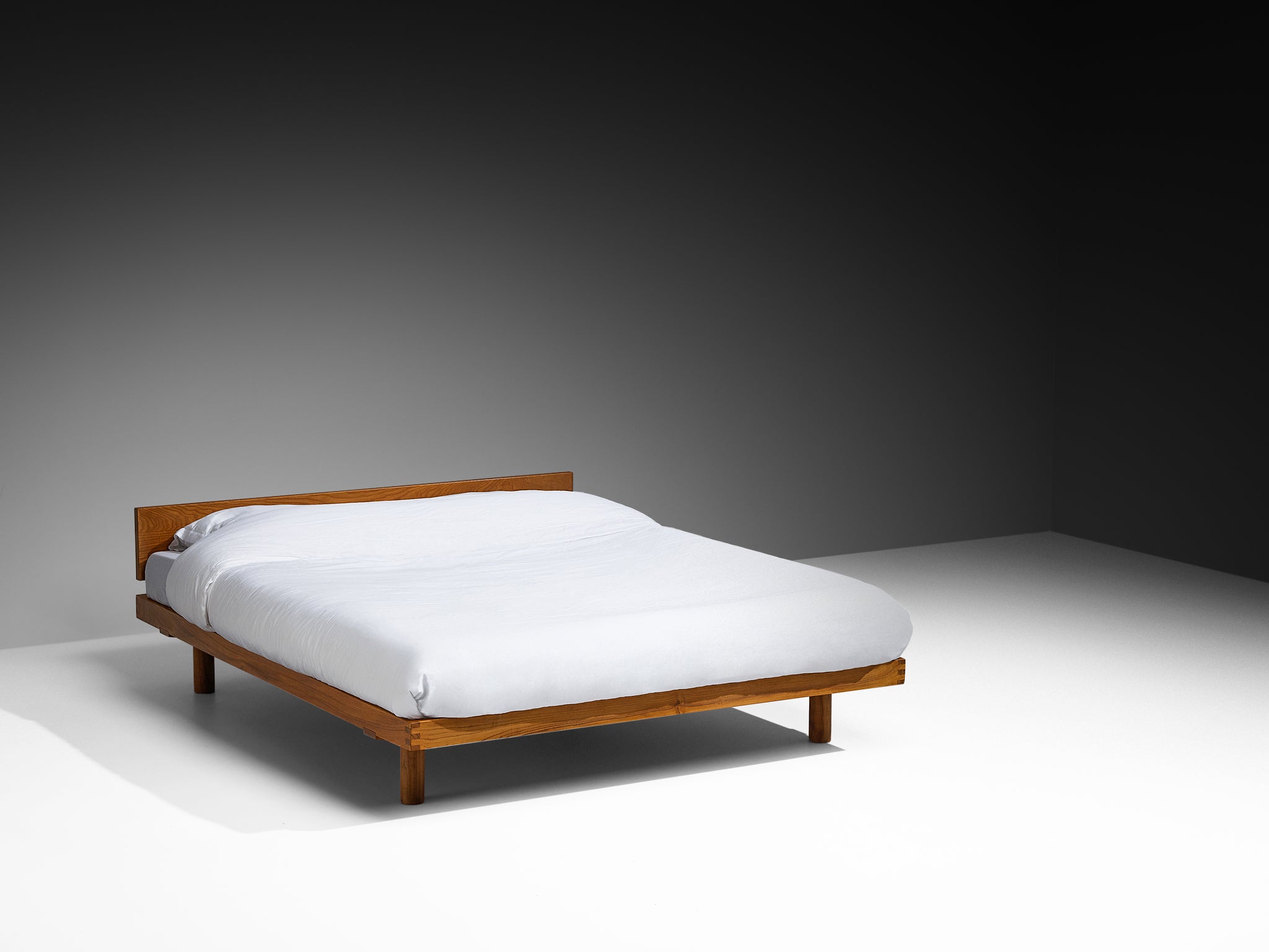 Early Pierre Chapo 'Godot' Queen Bed in Solid Elm More Furniture and Collectibles Morentz