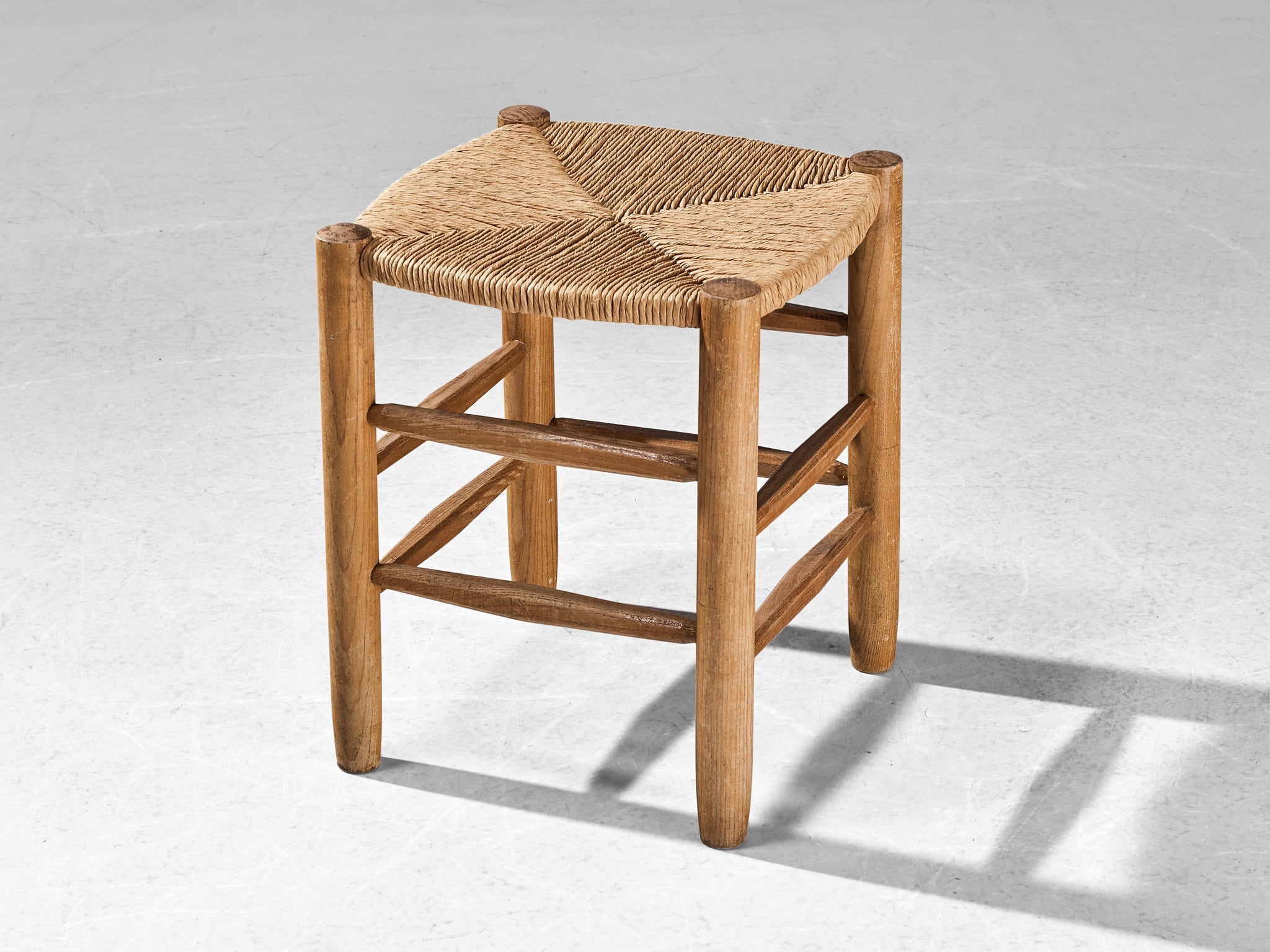 Charlotte Perriand Stool in Ash and Straw seating Morentz