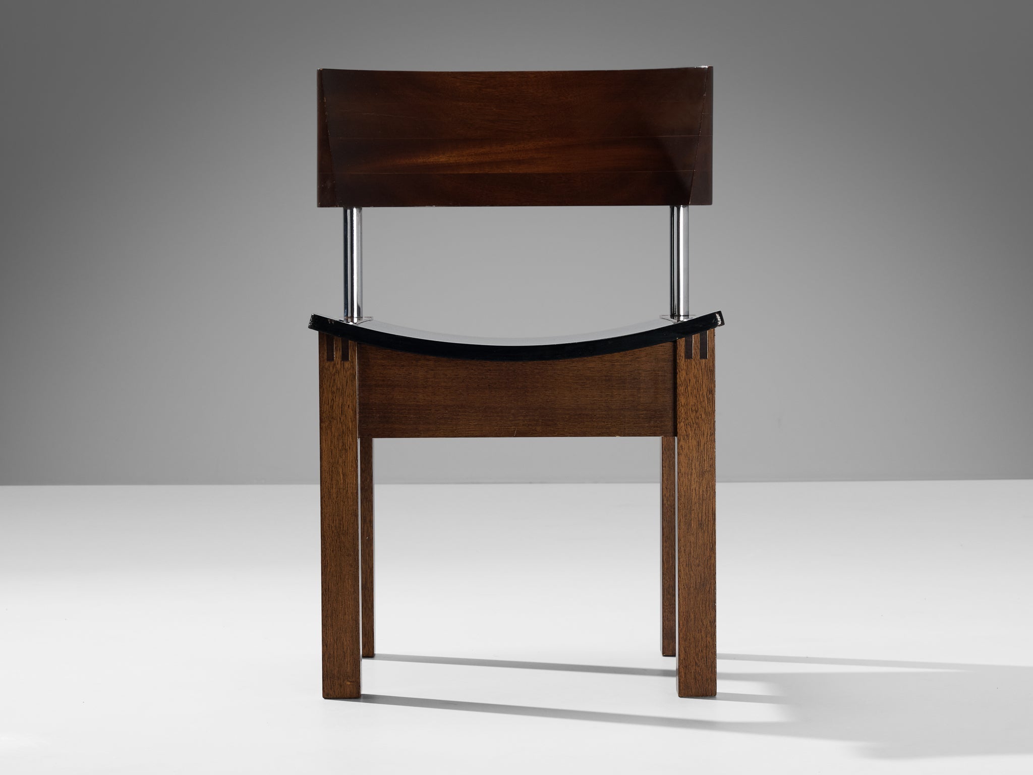 Italian Set of Four Dining Chairs in Wood and Metal seating Morentz