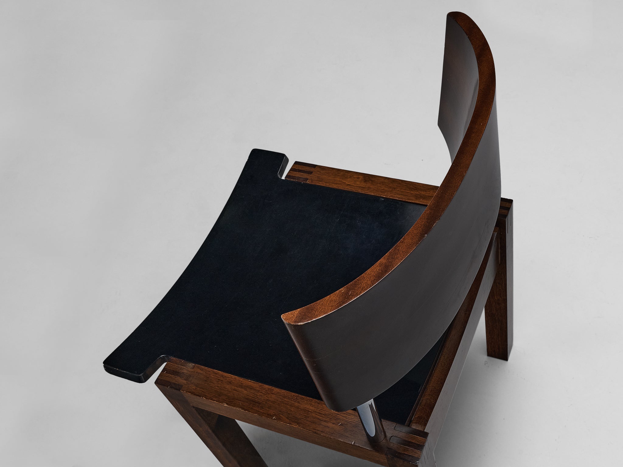 Italian Set of Four Dining Chairs in Wood and Metal seating Morentz