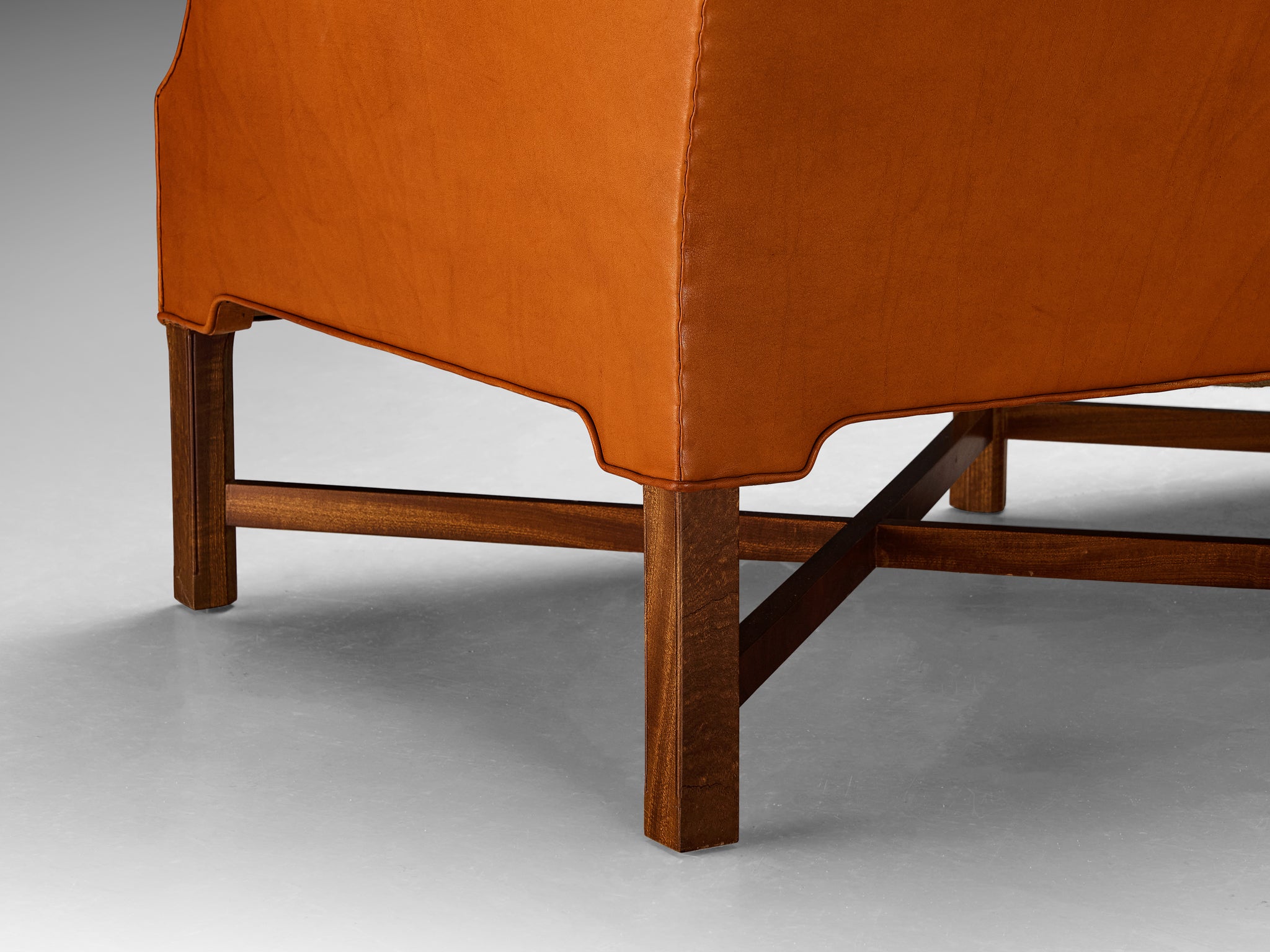 Kaare Klint for Rud. Rasmussen Sofa model 4118 in Leather and Mahogany Seating Morentz