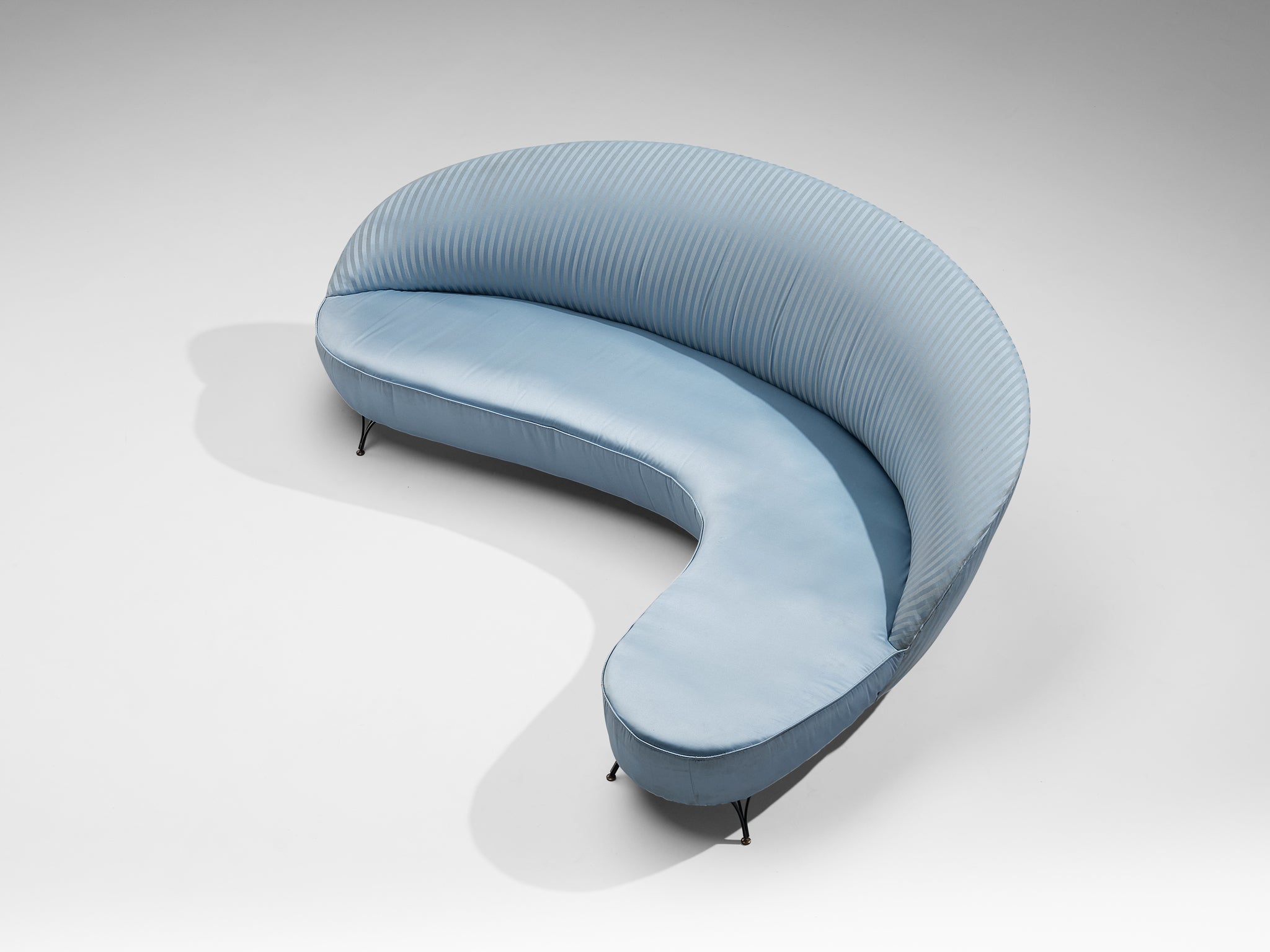 Italian Freeform Curved Sofa in Light Blue Upholstery seating Morentz