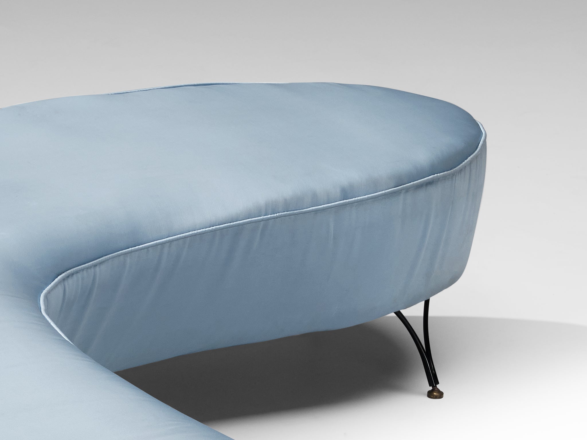 Italian Freeform Curved Sofa in Light Blue Upholstery seating Morentz