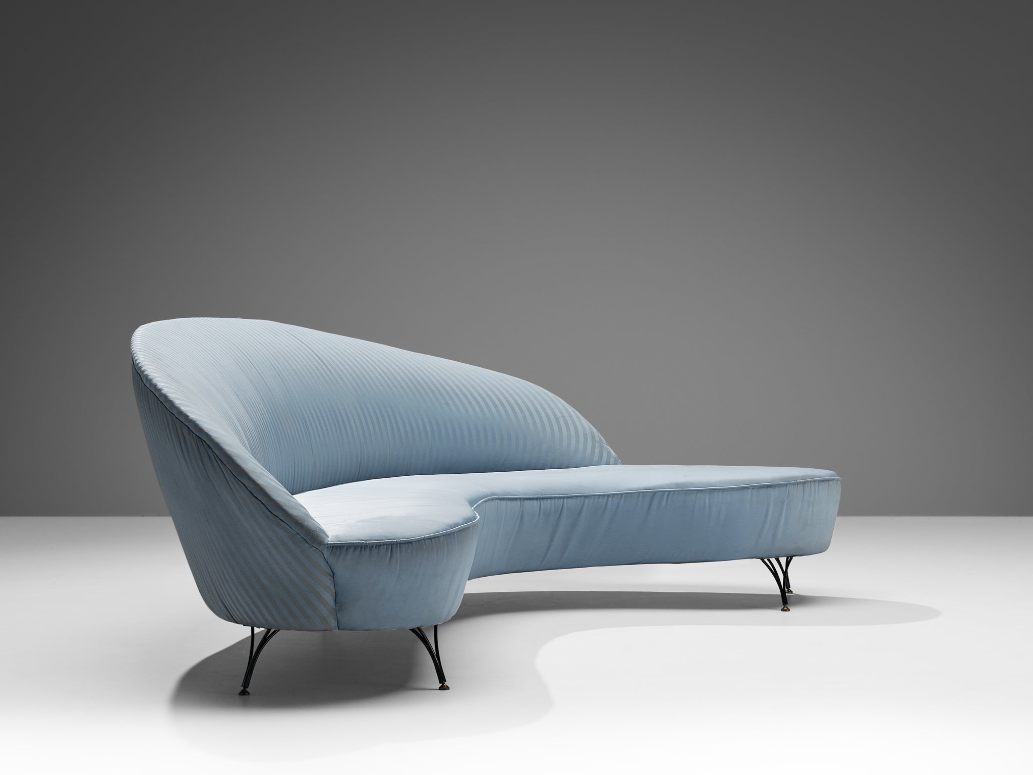 Italian Freeform Curved Sofa in Light Blue Upholstery seating Morentz