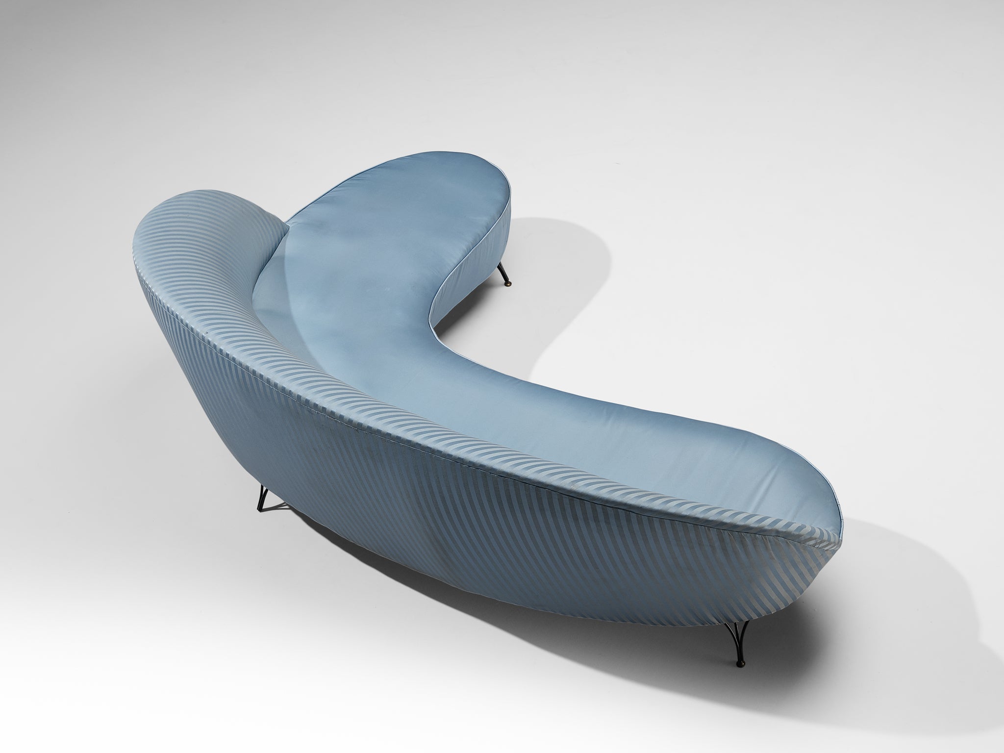 Italian Freeform Curved Sofa in Light Blue Upholstery seating Morentz