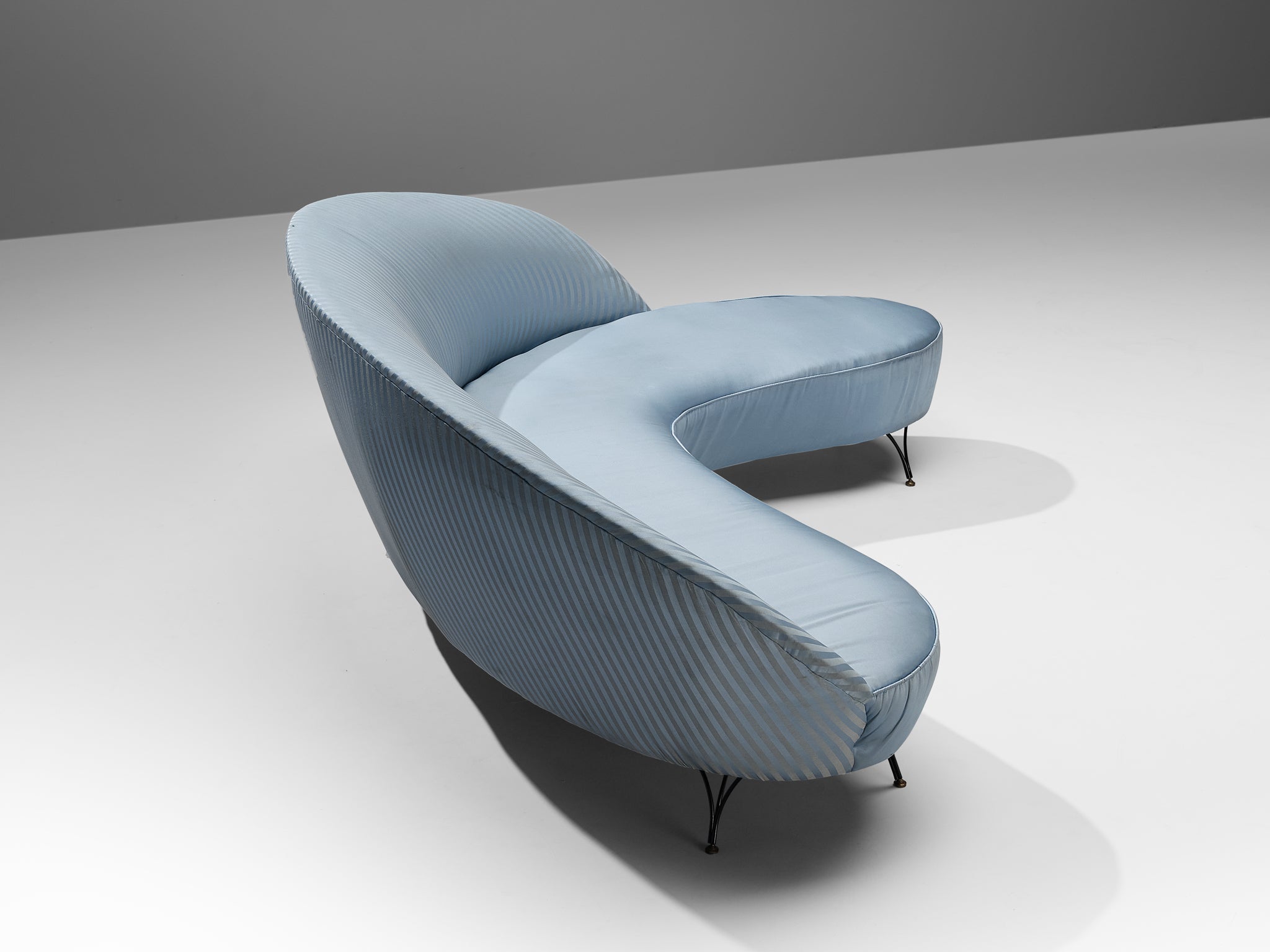 Italian Freeform Curved Sofa in Light Blue Upholstery seating Morentz