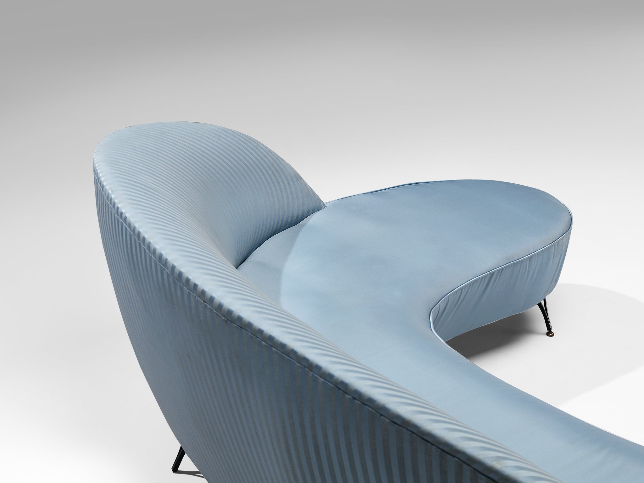 Italian Freeform Curved Sofa in Light Blue Upholstery seating Morentz