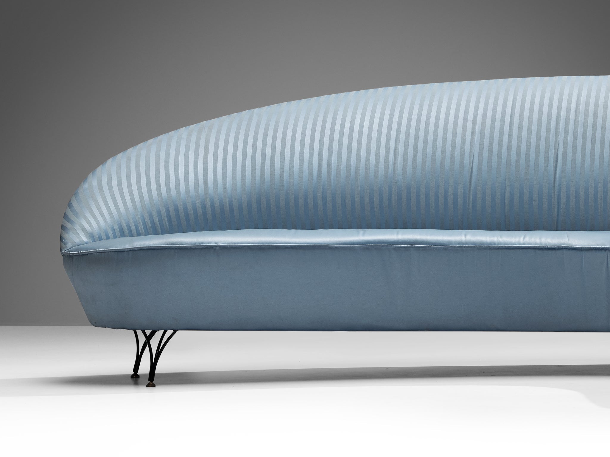 Italian Freeform Curved Sofa in Light Blue Upholstery seating Morentz
