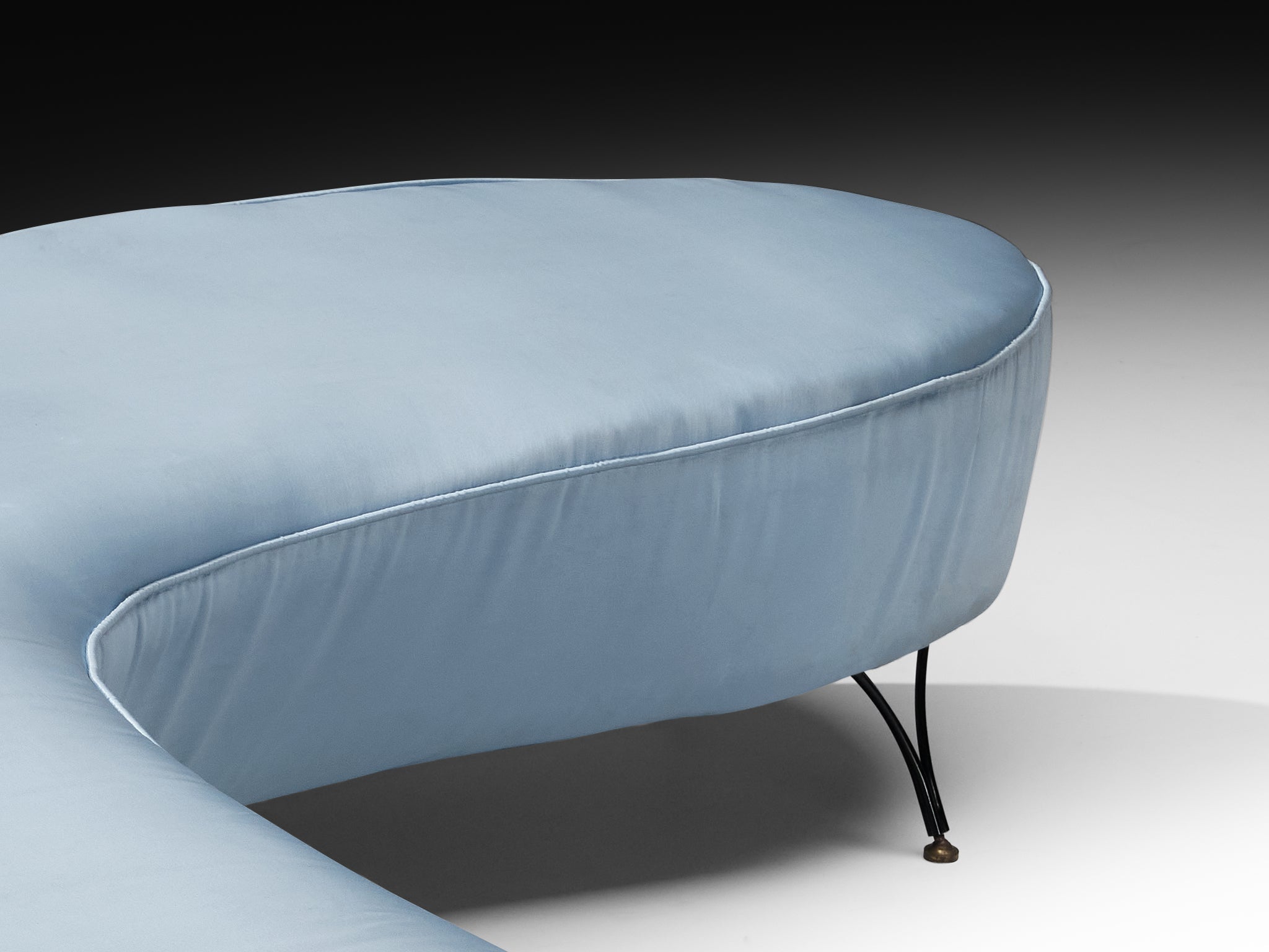 Italian Freeform Curved Sofa in Light Blue Upholstery Seating Morentz