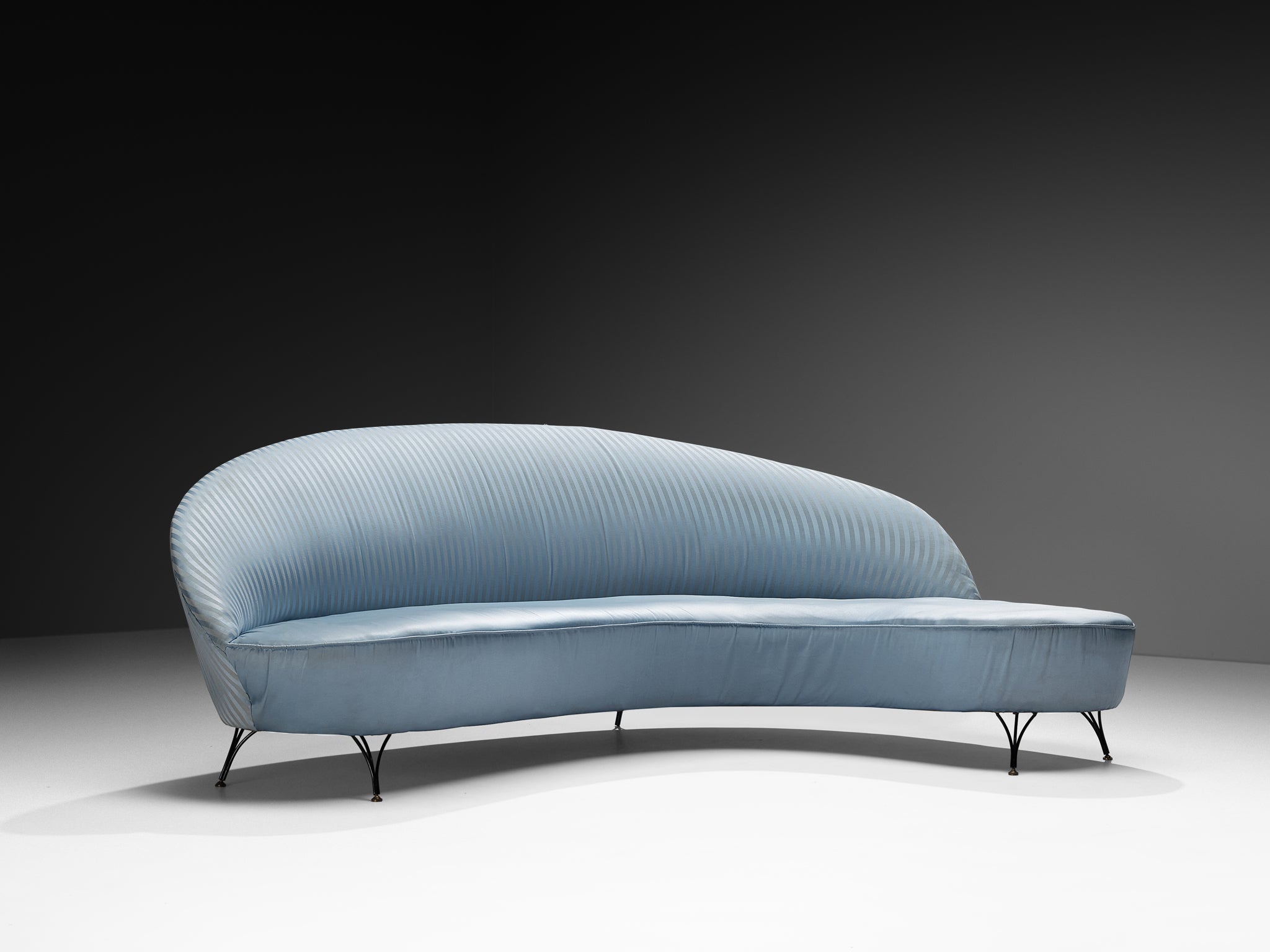 Italian Freeform Curved Sofa in Light Blue Upholstery Seating Morentz