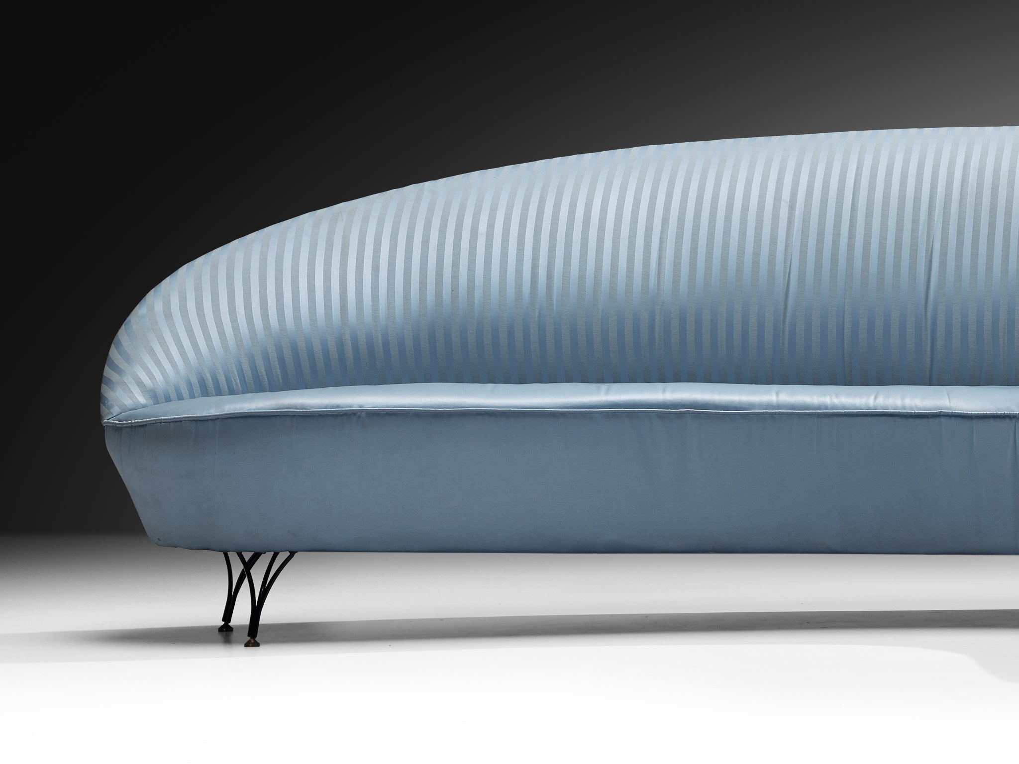 Italian Freeform Curved Sofa in Light Blue Upholstery Seating Morentz