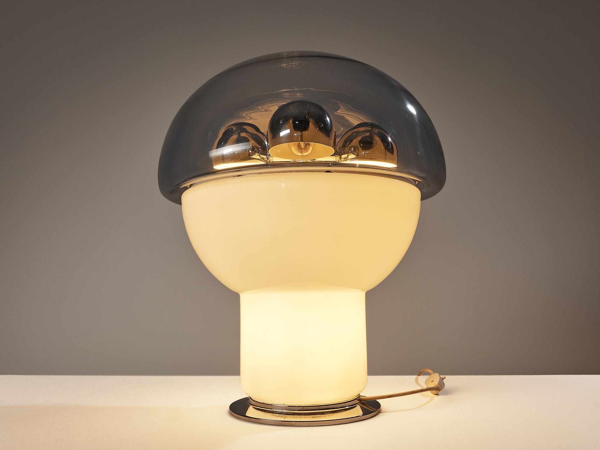 Selenova Postmodern Table Lamp with Glass Orb in Light Blue Glass & Perspex lighting Morentz