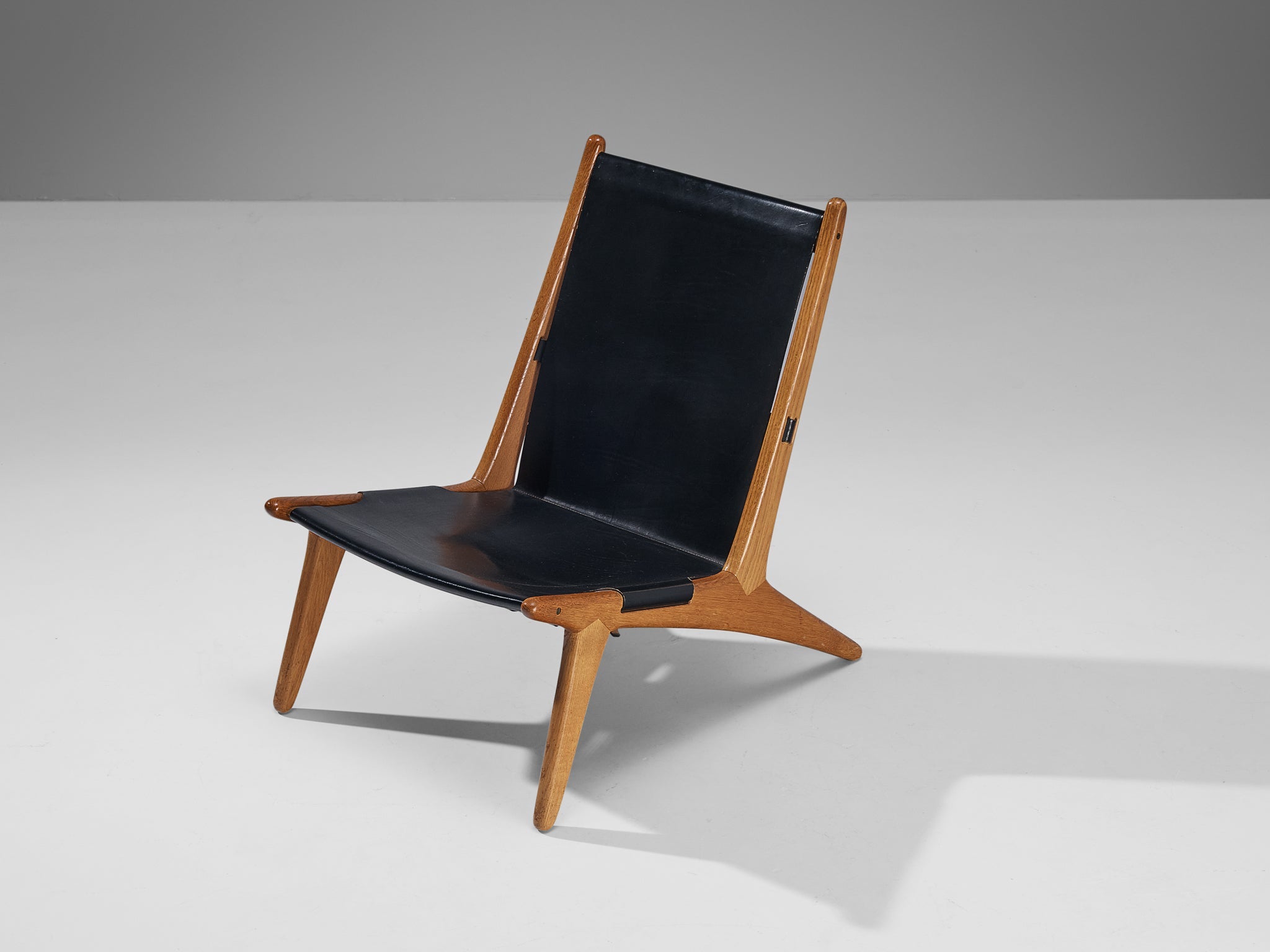Uno & Östen Kristiansson for Luxus Hunting Chair in Leather and Oak seating Morentz