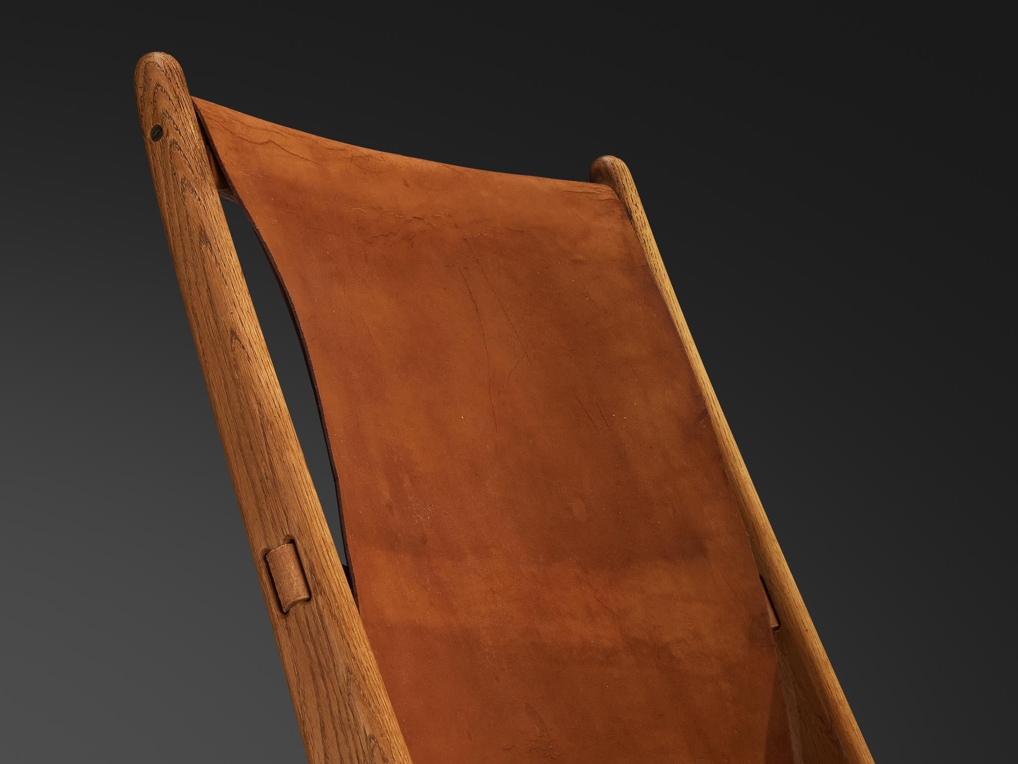 Uno & Östen Kristiansson for Luxus Hunting Chair Leather and Oak seating Morentz