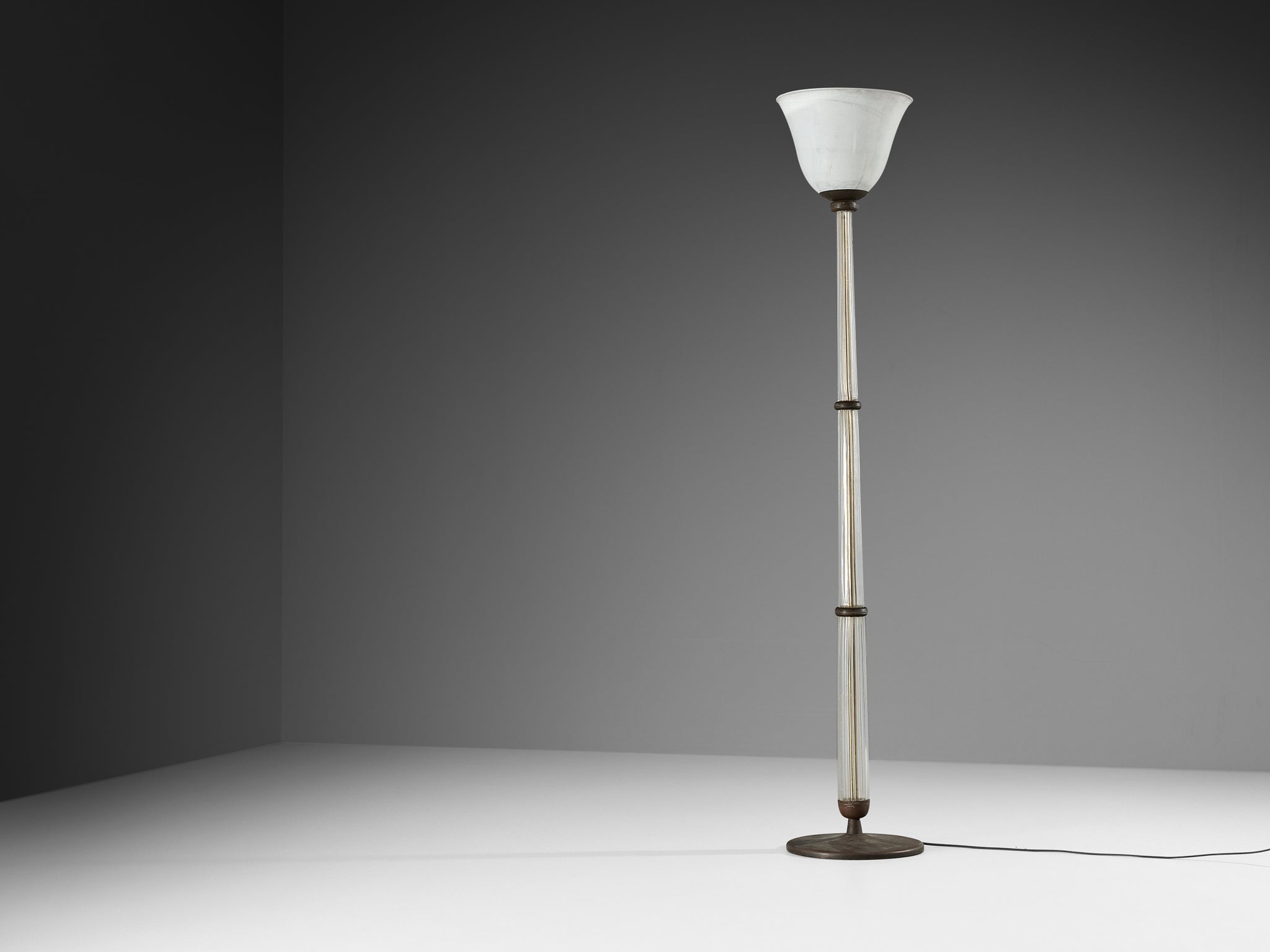 Tomaso Buzzi for Venini Floor Lamp in Alga Glass and Gold Leaf Lighting Morentz