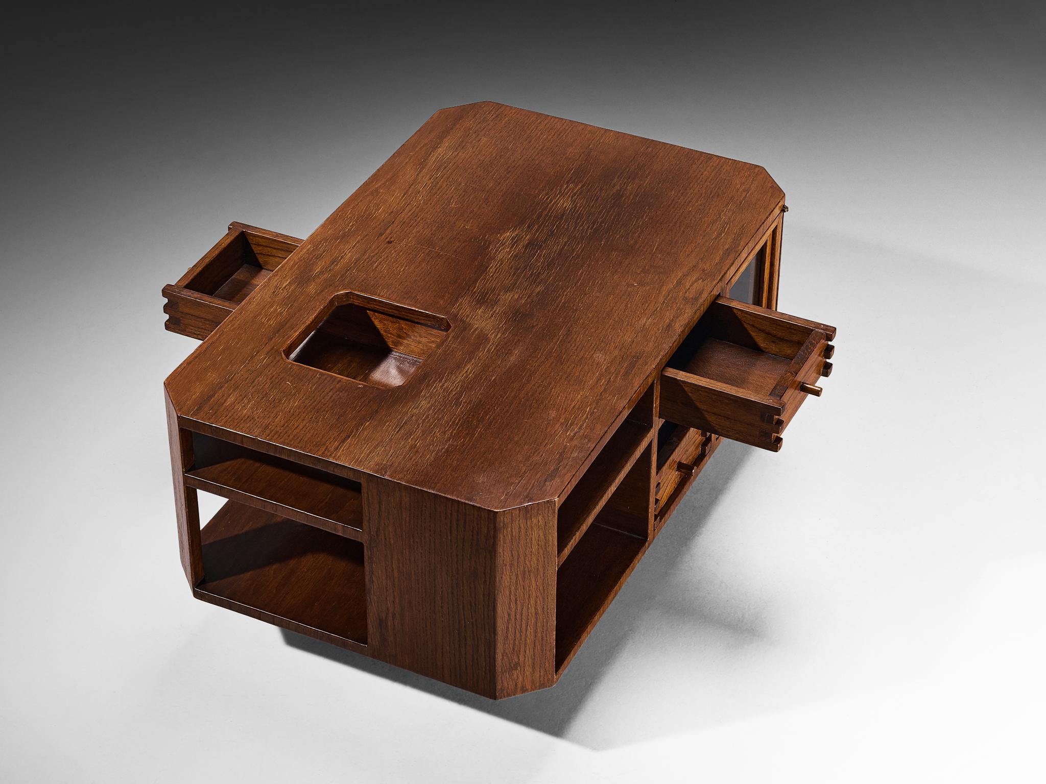 Giuseppe Rivadossi Coffee Table with Storage Compartments in Oak tables Morentz