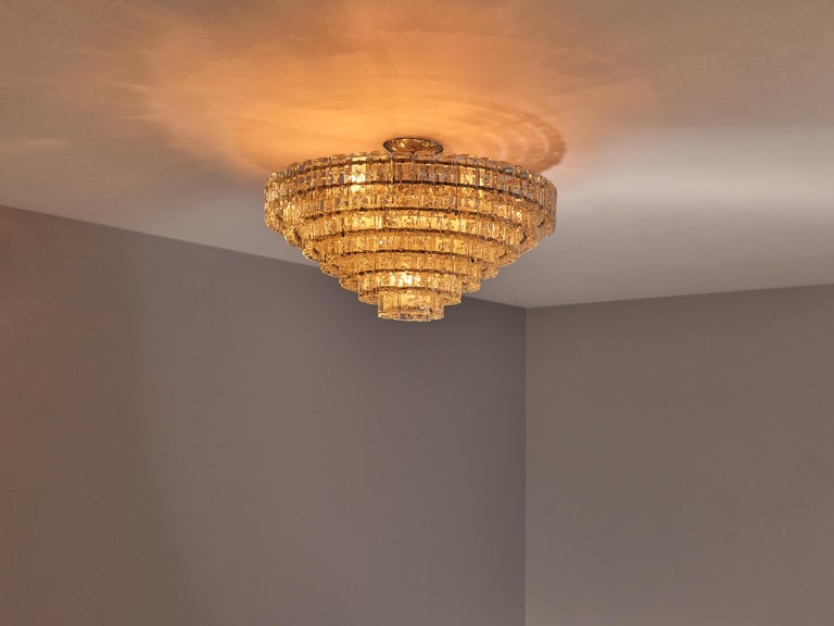 Large Chandelier with Rectangular Glass Shades
