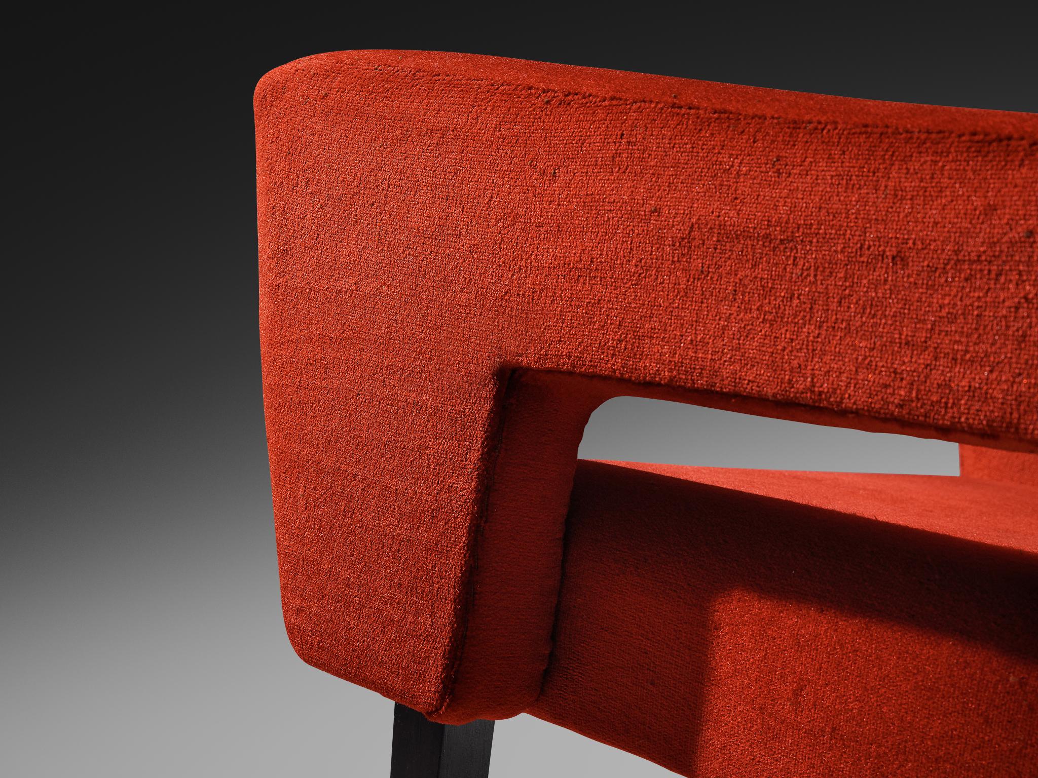 Mid-Century Armchair in Red Velvet Upholstery seating Morentz
