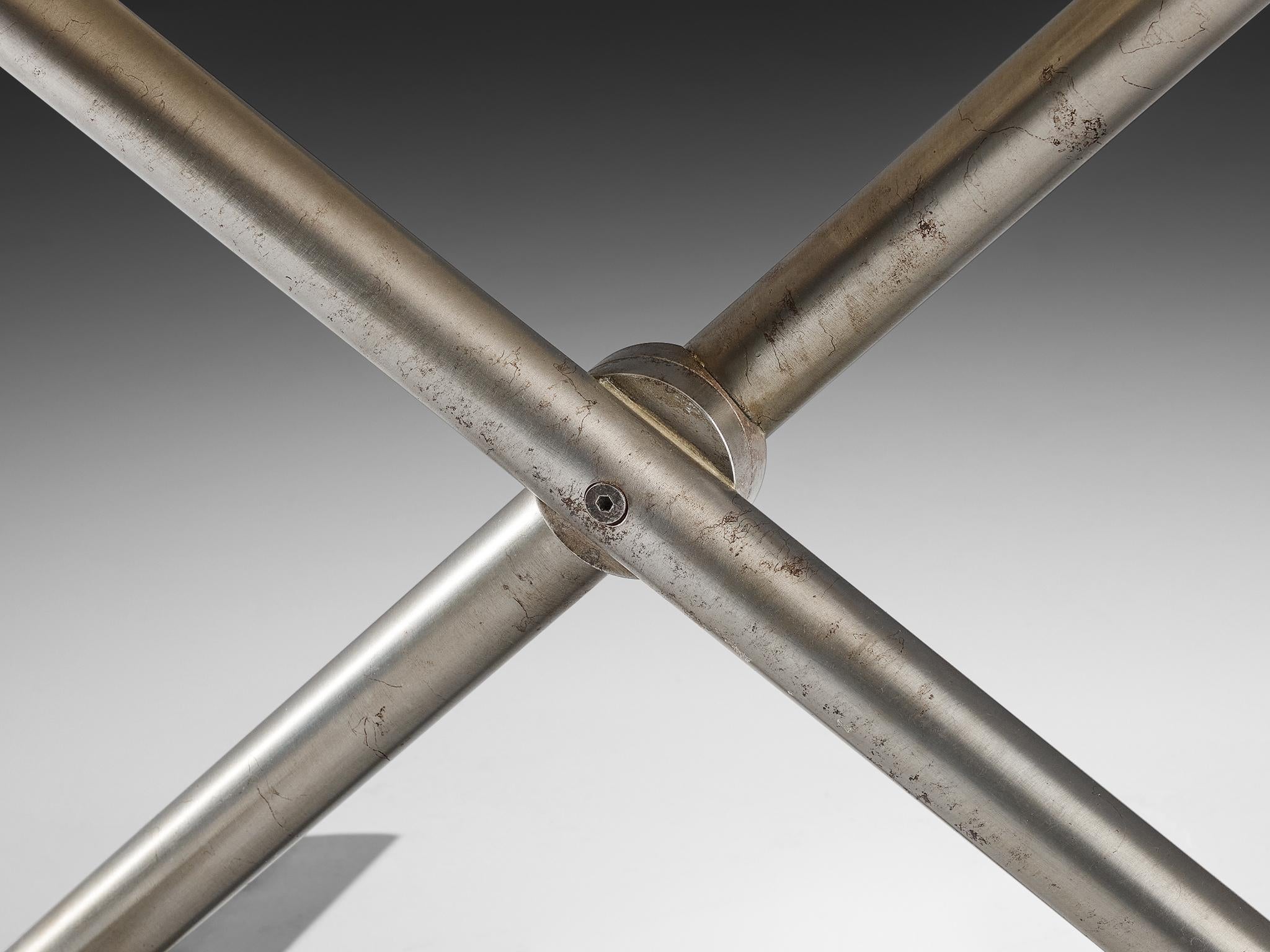 Afra & Tobia Scarpa ‘Benetton’ Stool in Leather and Steel seating Morentz