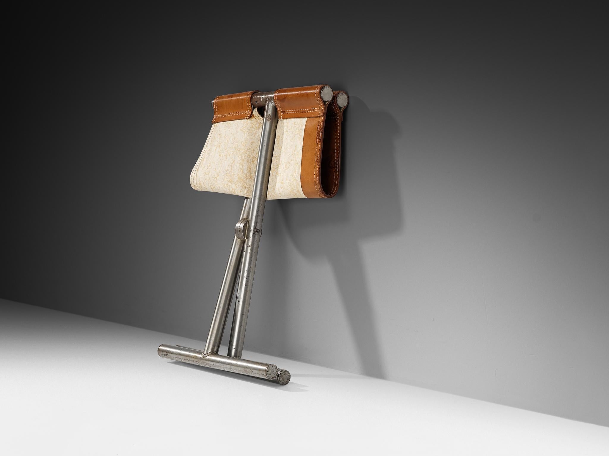 Afra & Tobia Scarpa ‘Benetton’ Stool in Leather and Steel seating Morentz