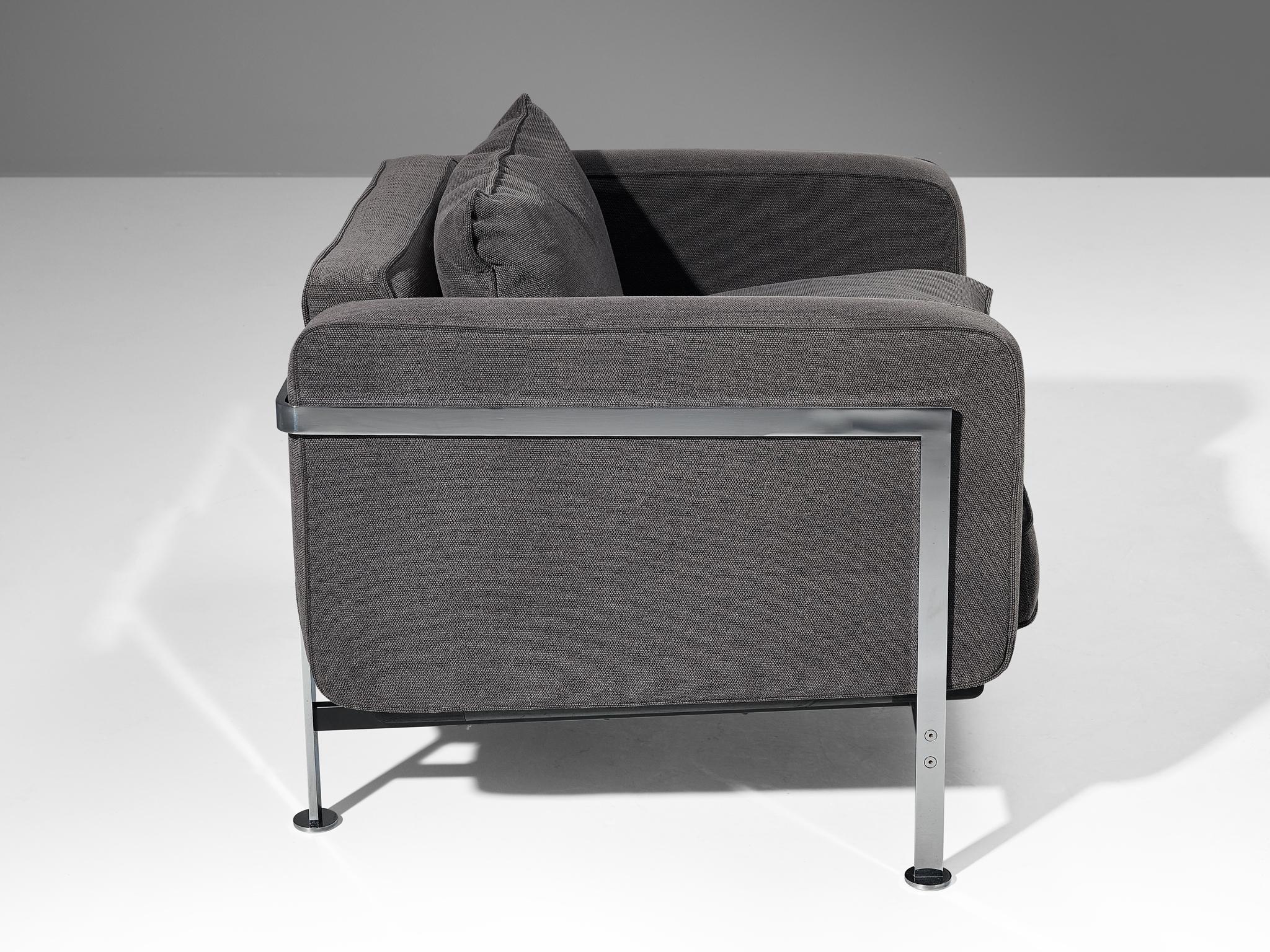 Robert Haussmann for De Sede Lounge Chair in Grey Fabric and Steel seating Morentz