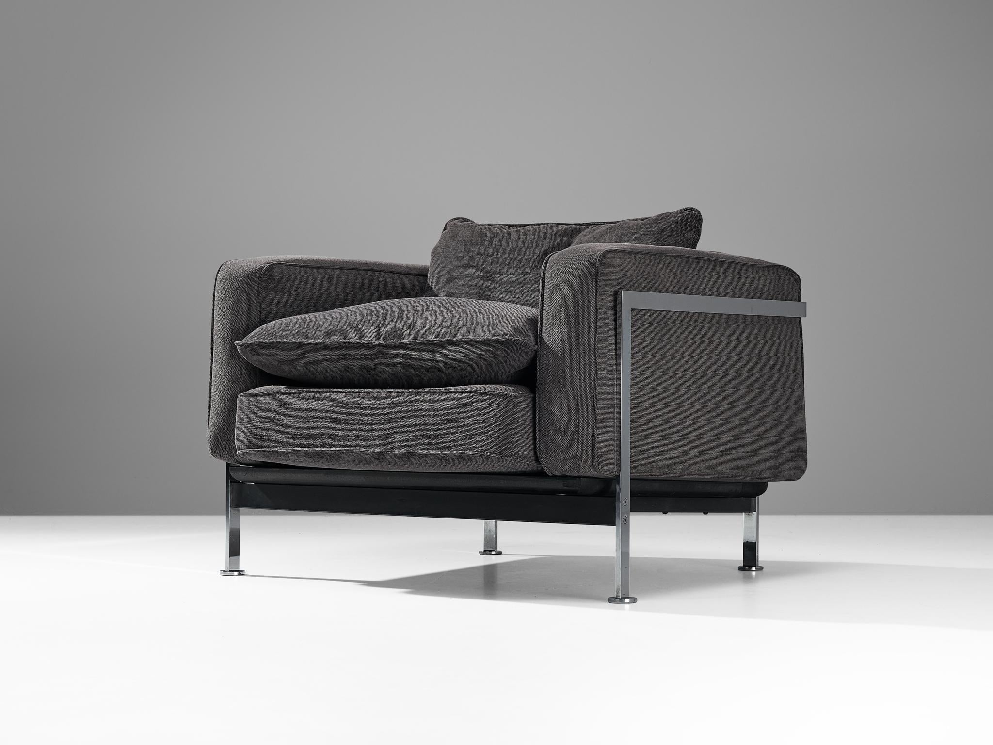 Robert Haussmann for De Sede Lounge Chair in Grey Fabric and Steel seating Morentz