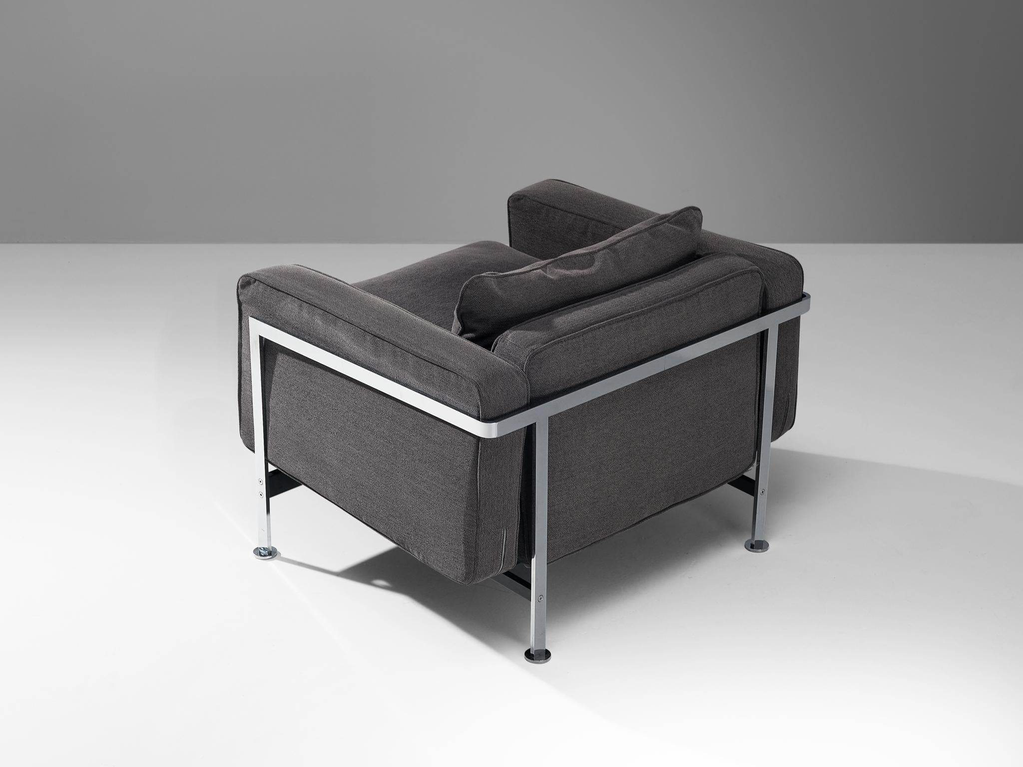 Robert Haussmann for De Sede Lounge Chair in Grey Fabric and Steel seating Morentz