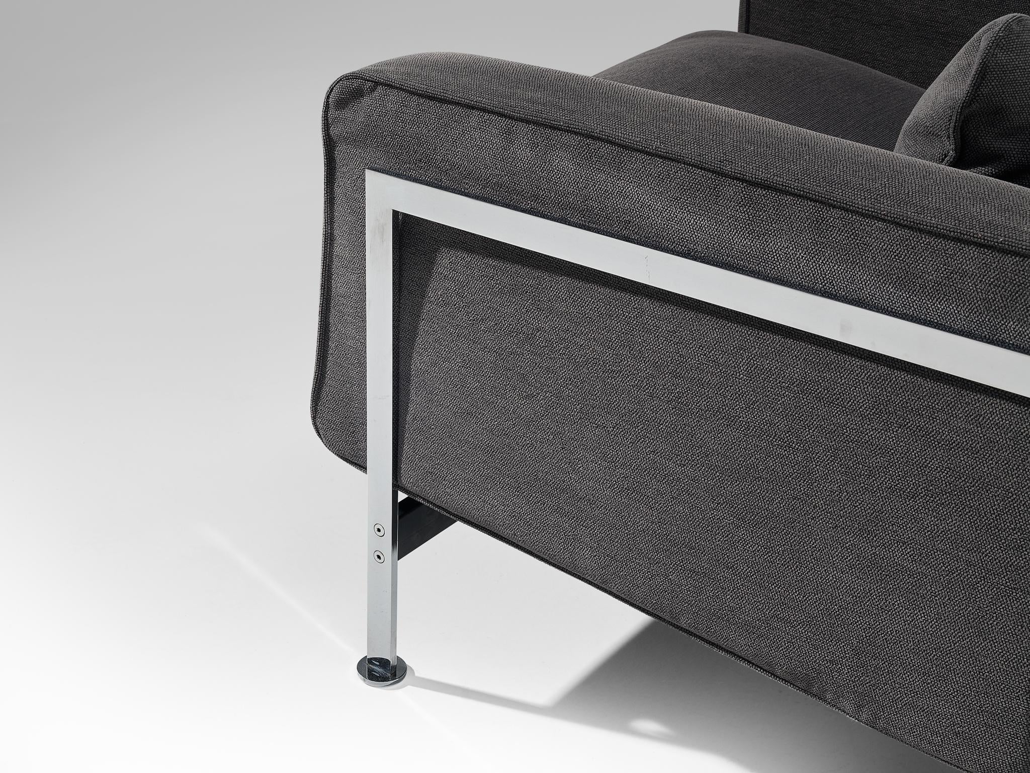 Robert Haussmann for De Sede Lounge Chair in Grey Fabric and Steel seating Morentz