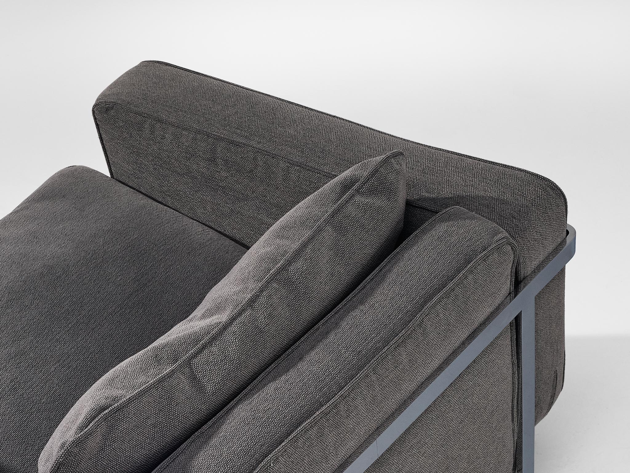 Robert Haussmann for De Sede Lounge Chair in Grey Fabric and Steel seating Morentz