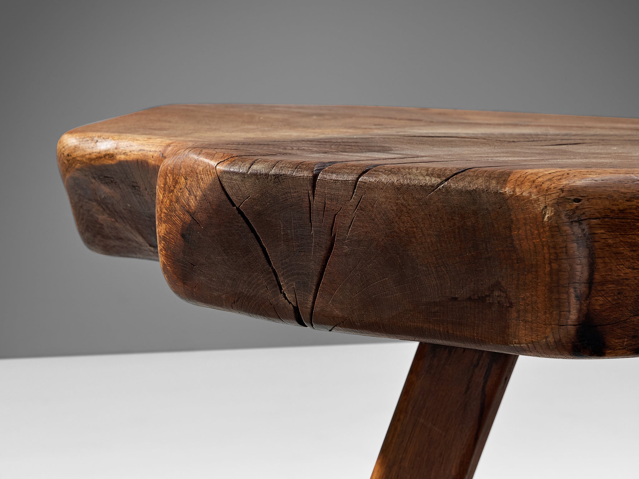 Mobichalet Brutalist Table with Chair and Stool in Oak tables Morentz