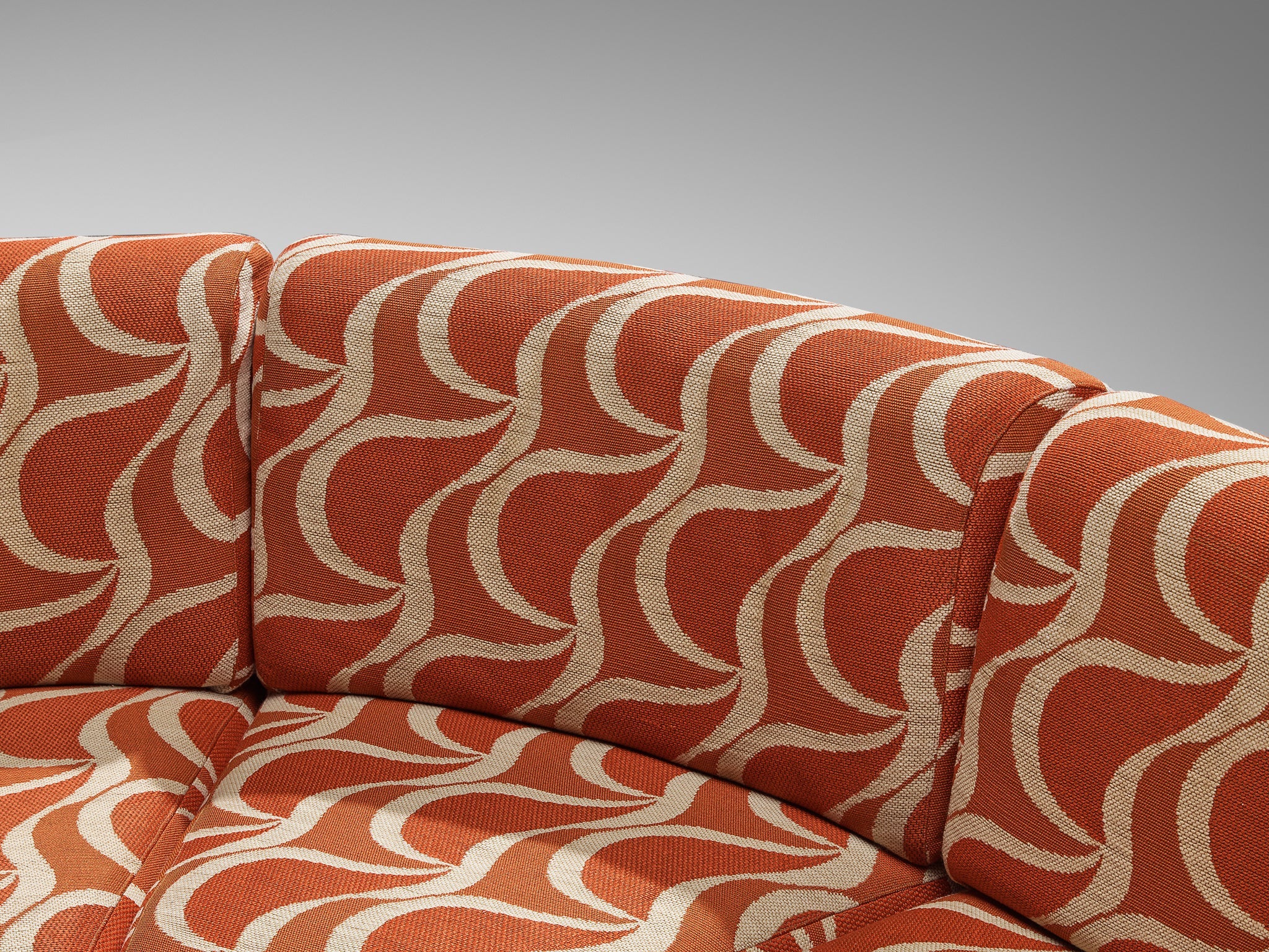 Italian Sectional Sofa in Red Orange Patterned Upholstery seating Morentz