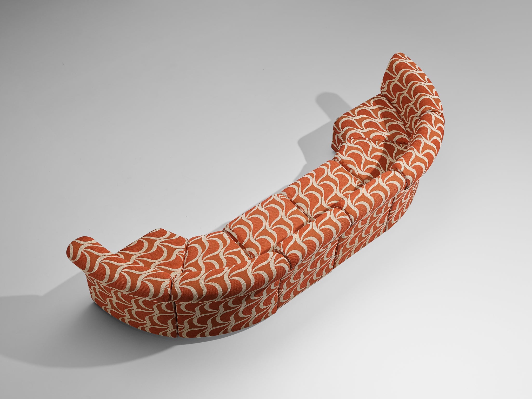 Italian Sectional Sofa in Red Orange Patterned Upholstery seating Morentz