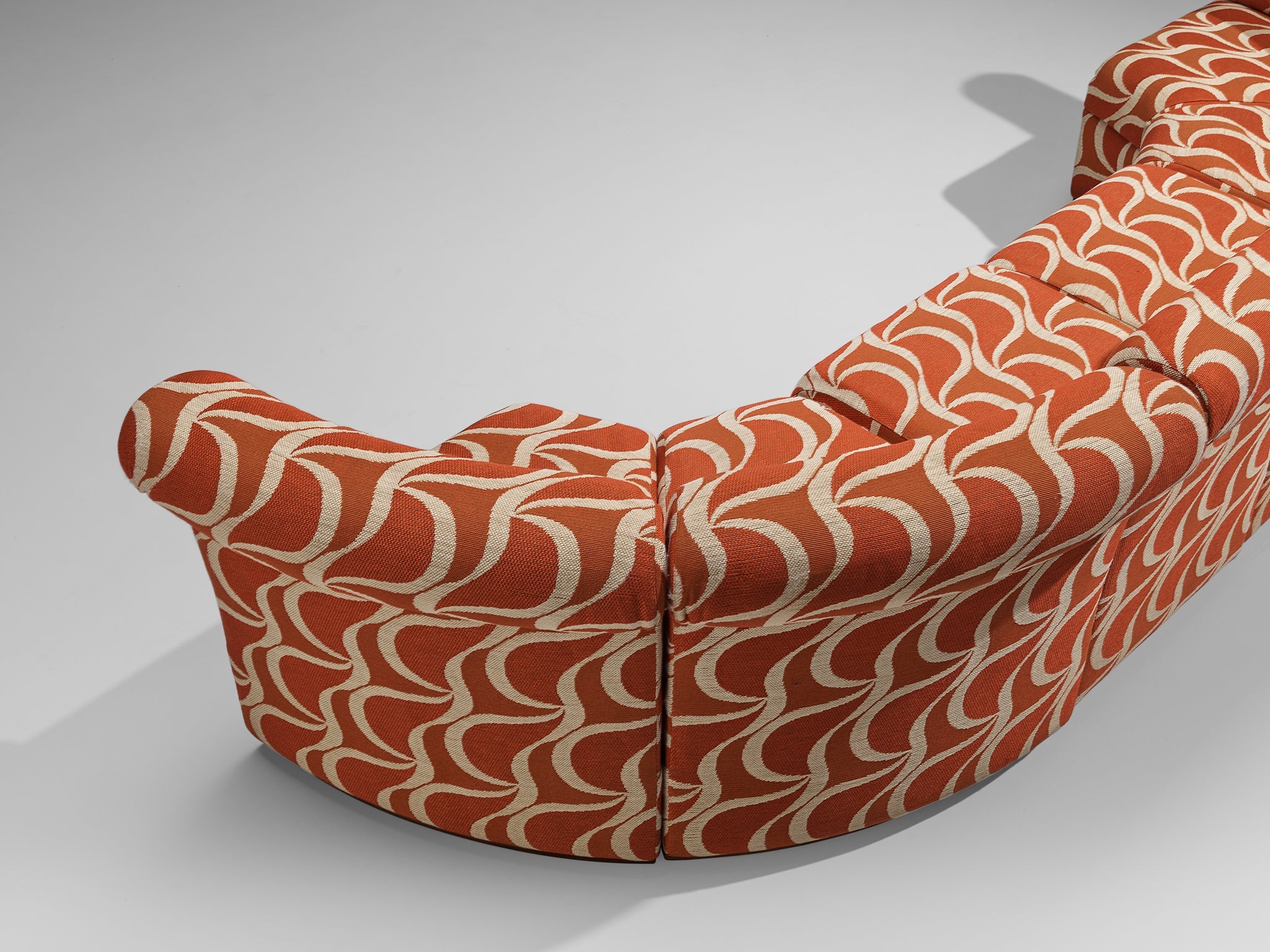 Italian Sectional Sofa in Red Orange Patterned Upholstery seating Morentz