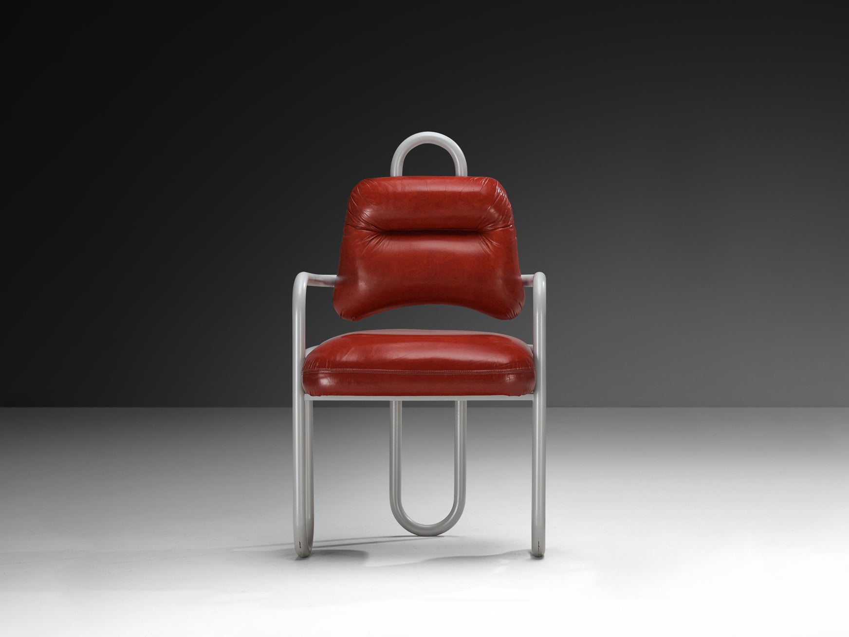 Kwok Hoi Chan for Steiner Dining Chair in Red Leather Seating Morentz