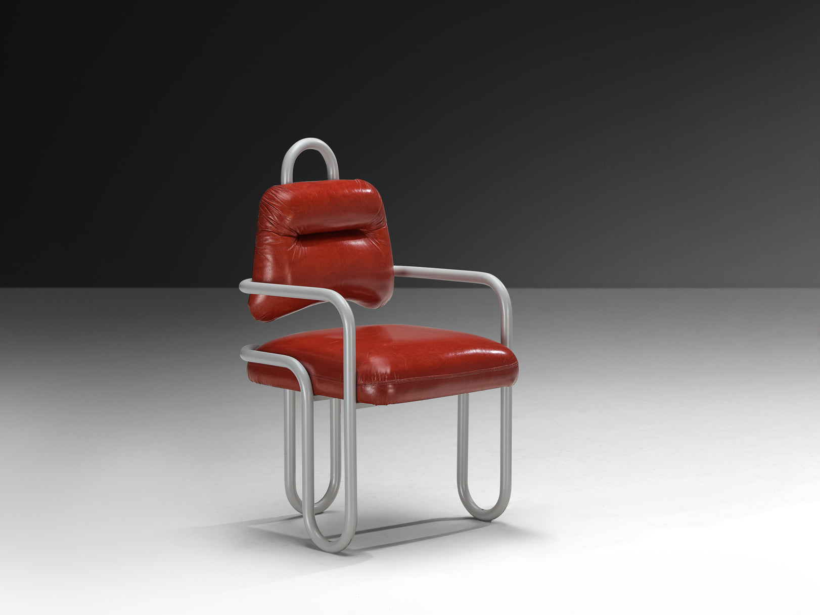 Kwok Hoi Chan for Steiner Dining Chair in Red Leather Seating Morentz