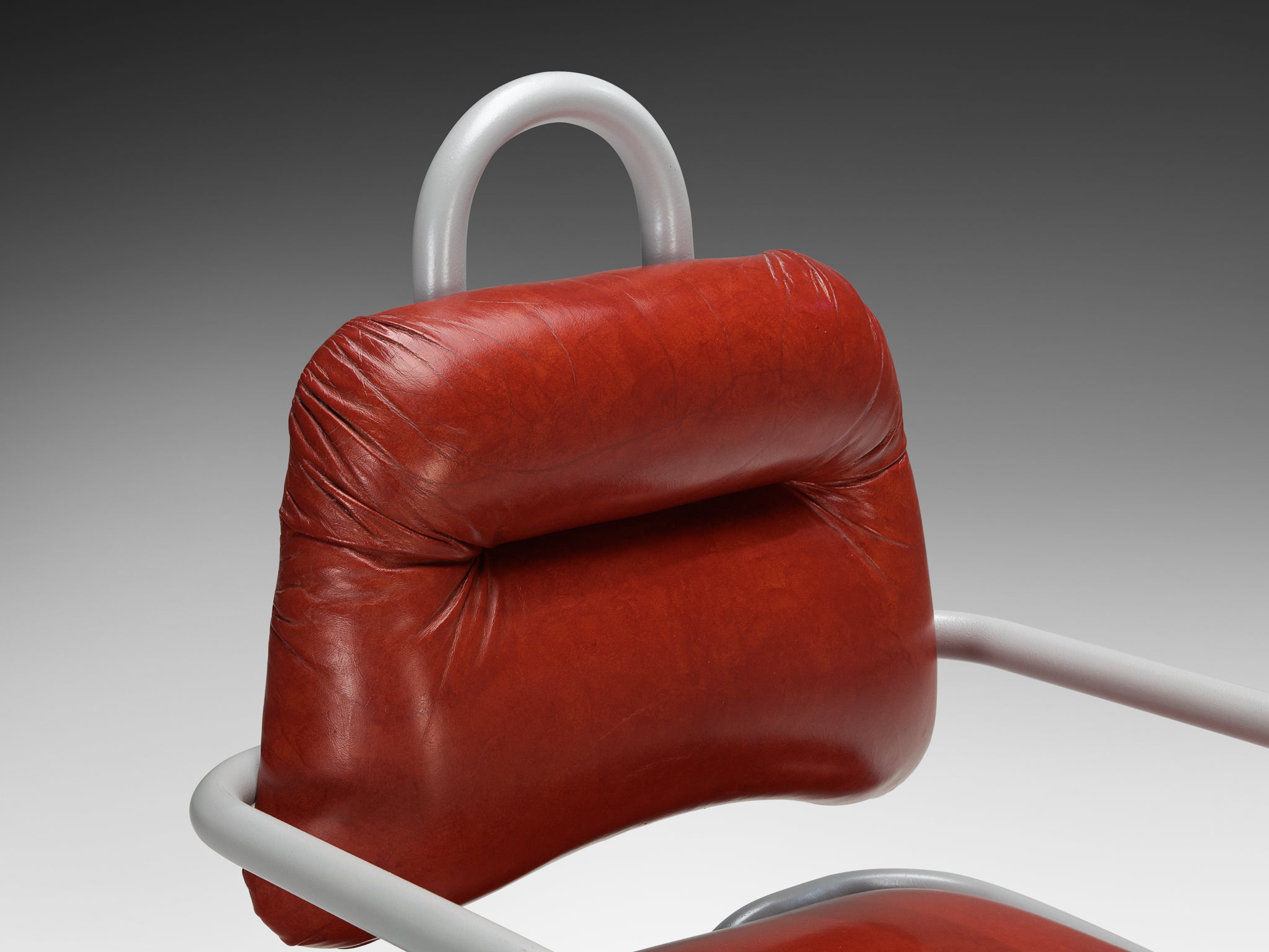 Kwok Hoi Chan for Steiner Pair of Dining Chairs in Red Leather Seating Morentz