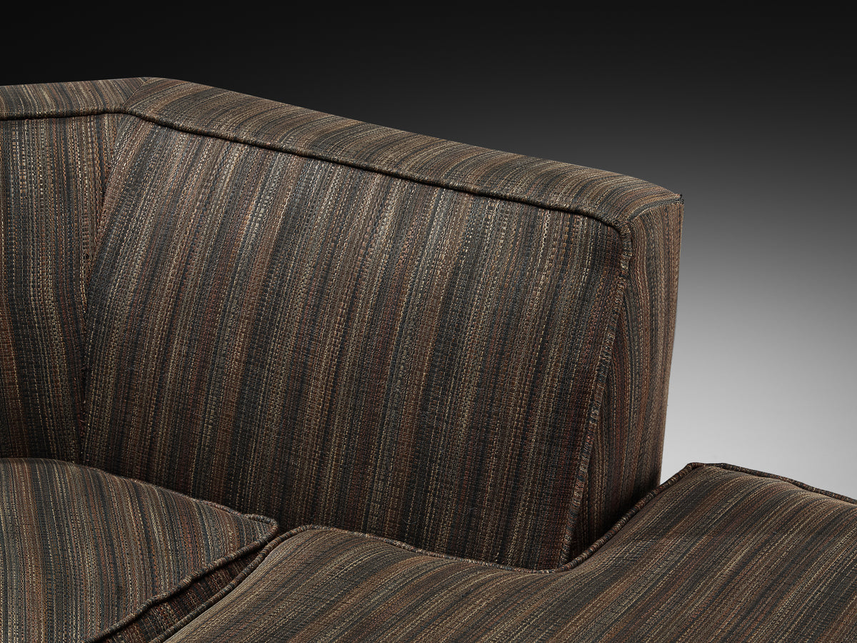 Mid-Century American Sectional Corner Sofa in Finely Striped Upholstery Seating Morentz