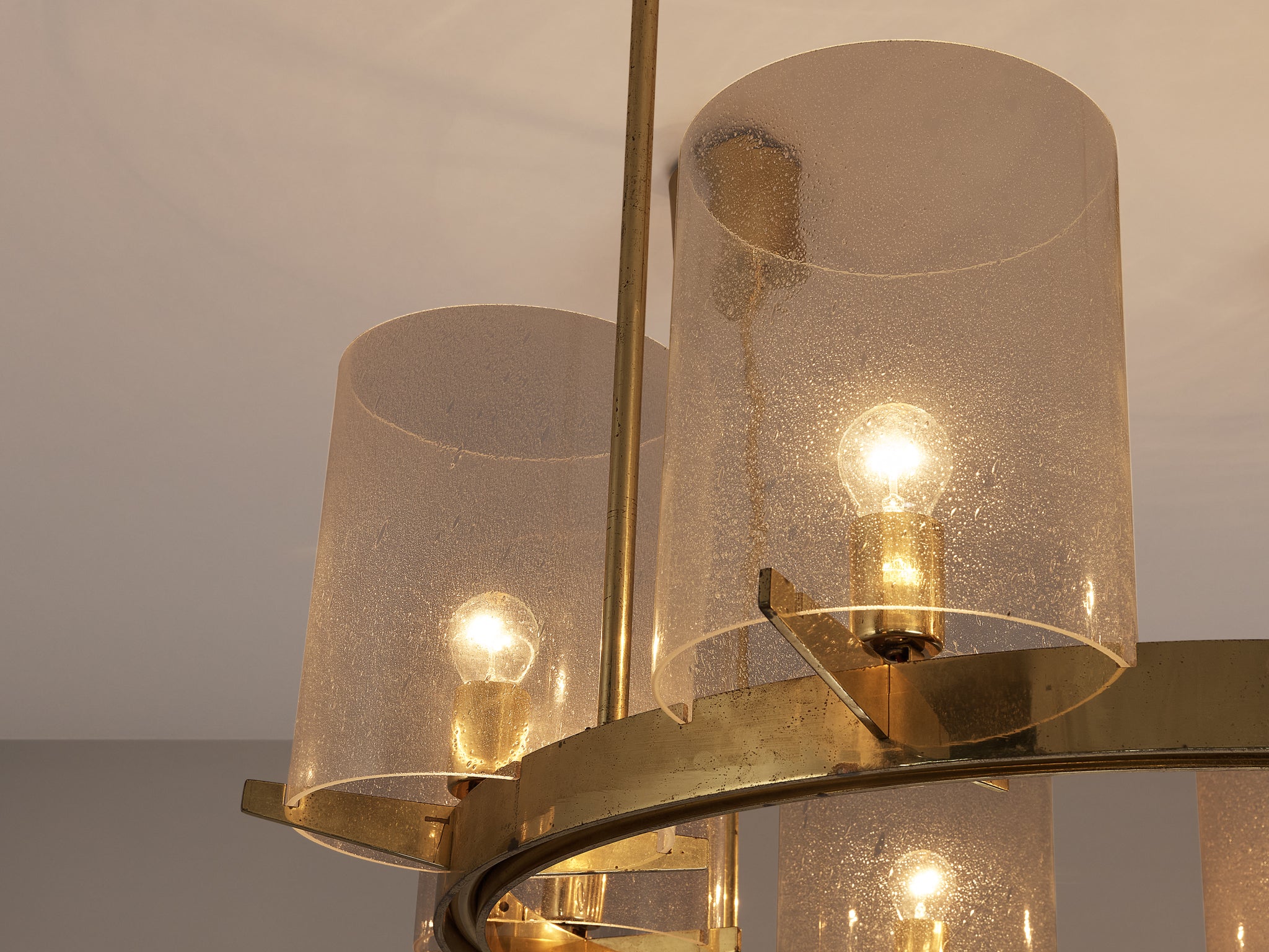 Hans-Agne Jakobsson Chandelier in Brass and Blown Glass Lighting Morentz