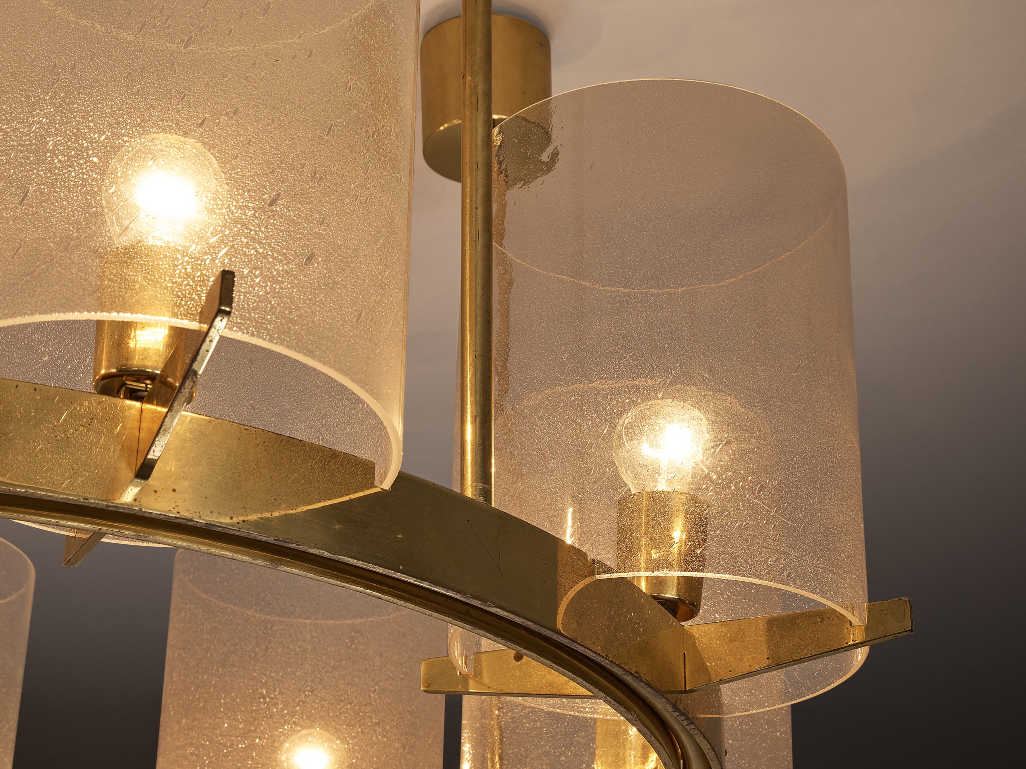 Hans-Agne Jakobsson Chandelier in Brass and Blown Glass