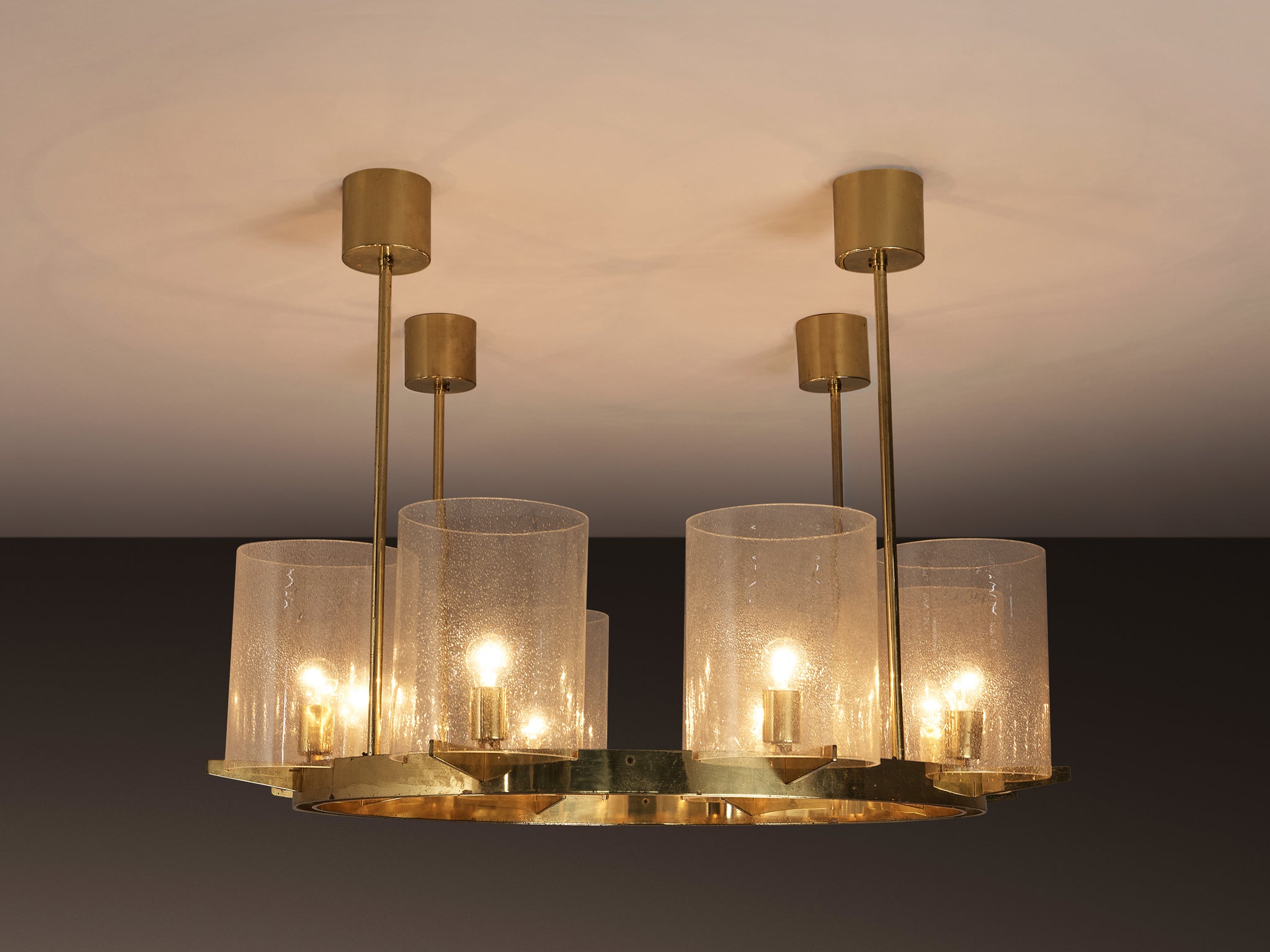 Hans-Agne Jakobsson Chandelier in Brass and Blown Glass